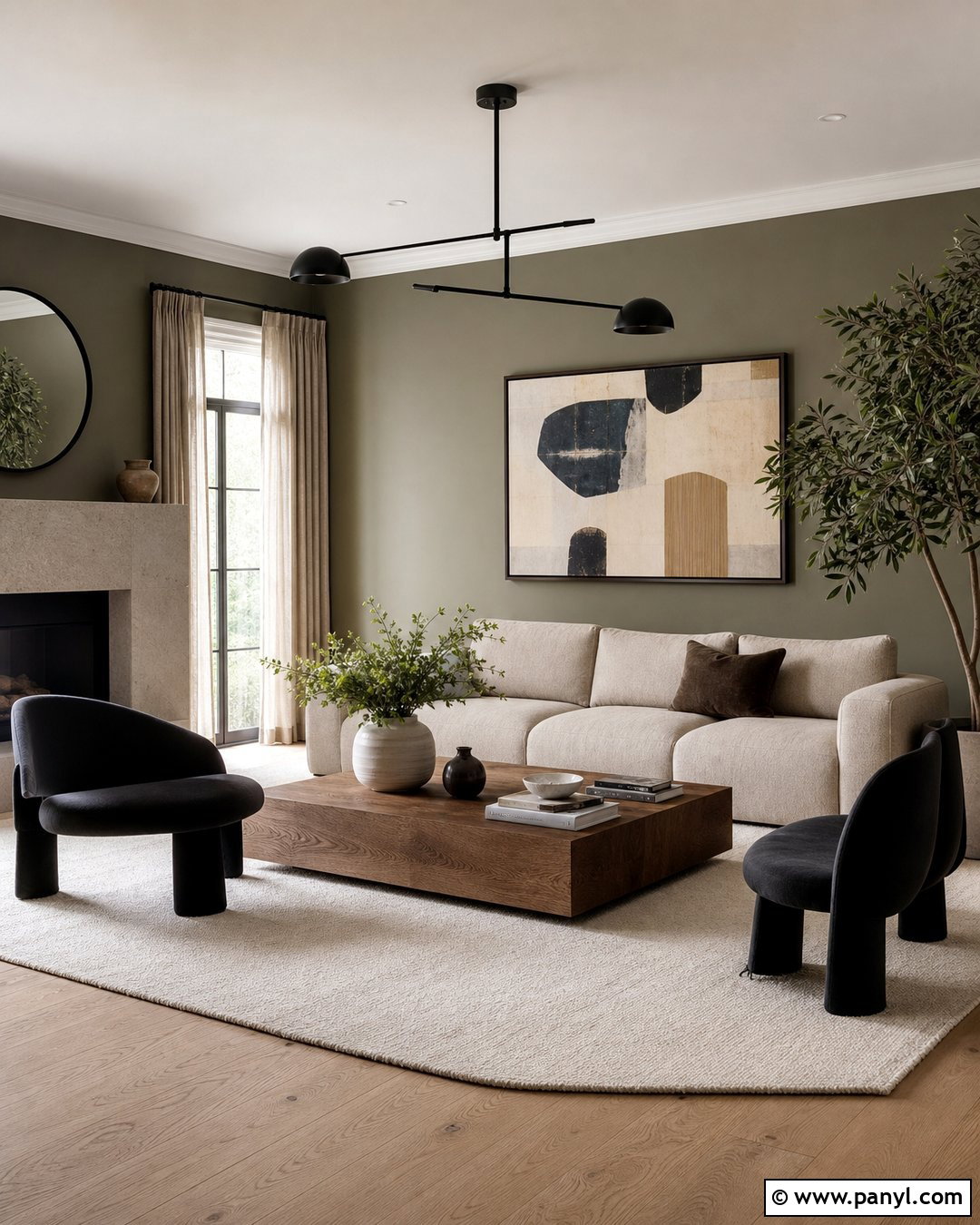 Green Modern Living Room Walls - 30 Room Green Walls