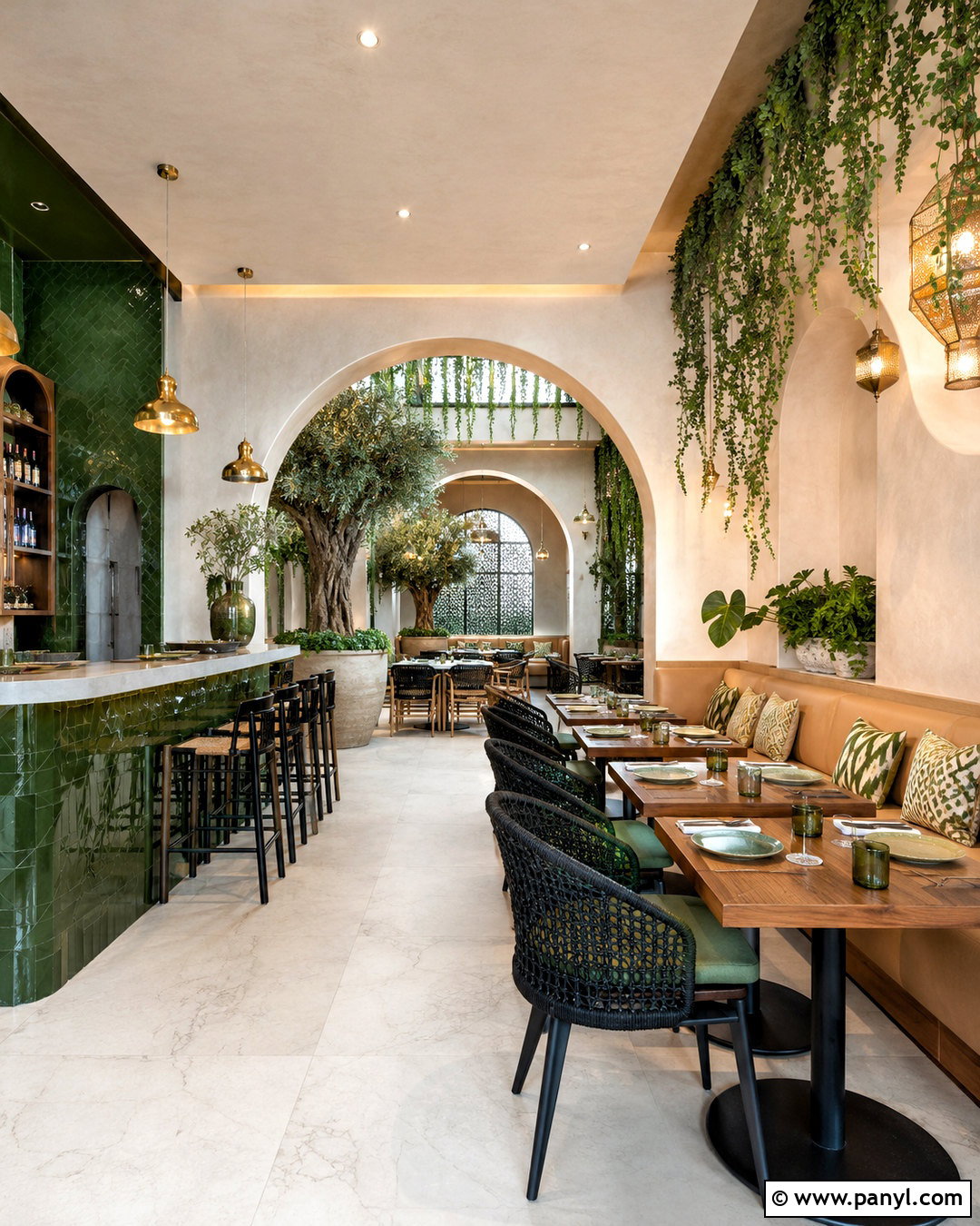 Green Moroccan Restaurant - 20 moroccan restaurant interior ideas