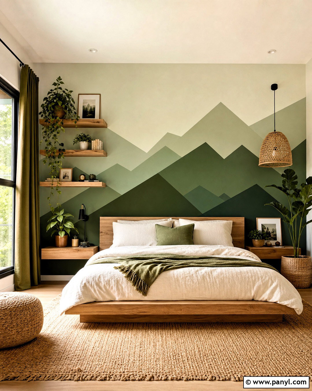 Green Mountain Geometric Wall - 20 wall geometric painting ideas