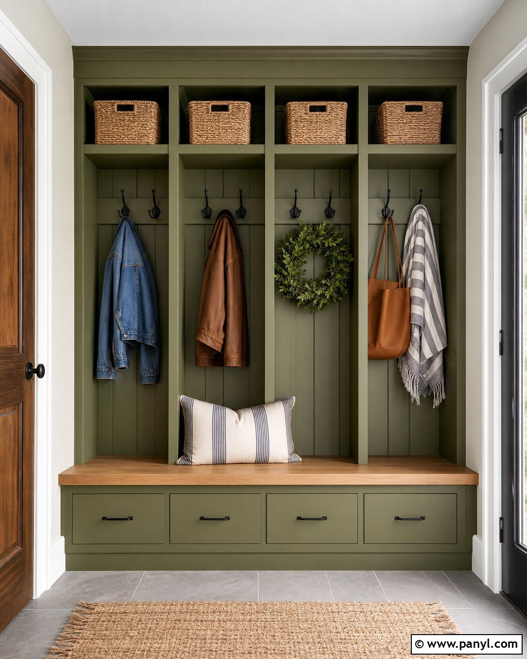 Green Mudroom Accent Wall - 30 Accent Wall Green Ideas