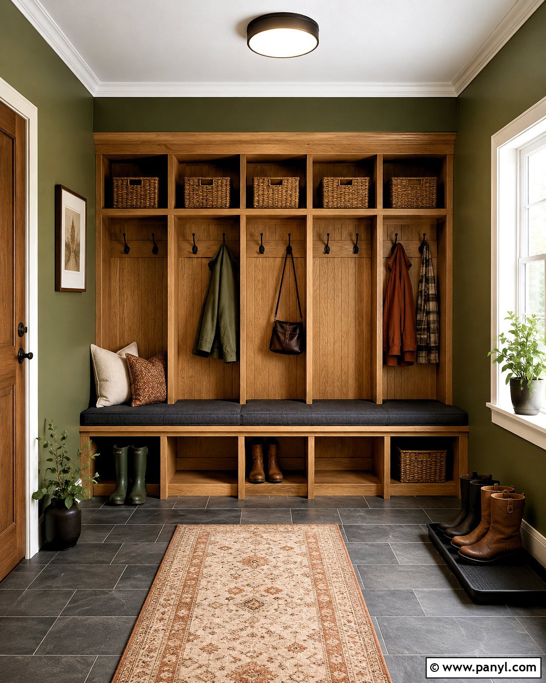 Green Mudroom - 40 green wall room ideas