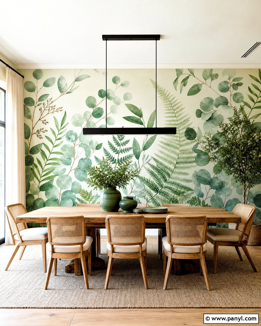 Green Mural Wall In The Dining Room - 20 green wall decor ideas