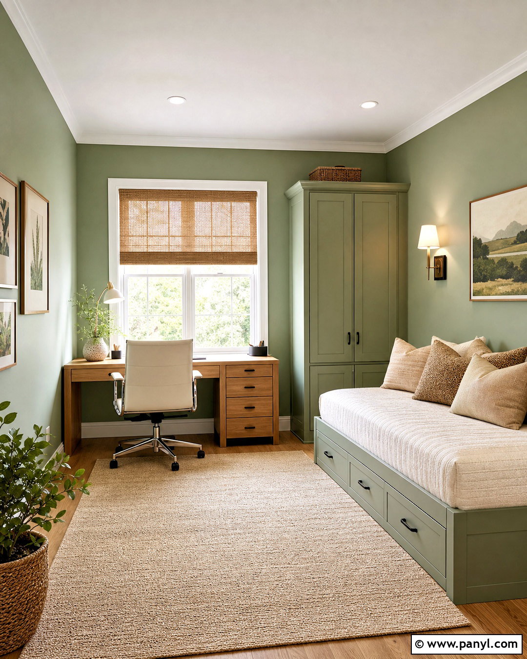 Green Office And Guest Room - 20 green wall office ideas