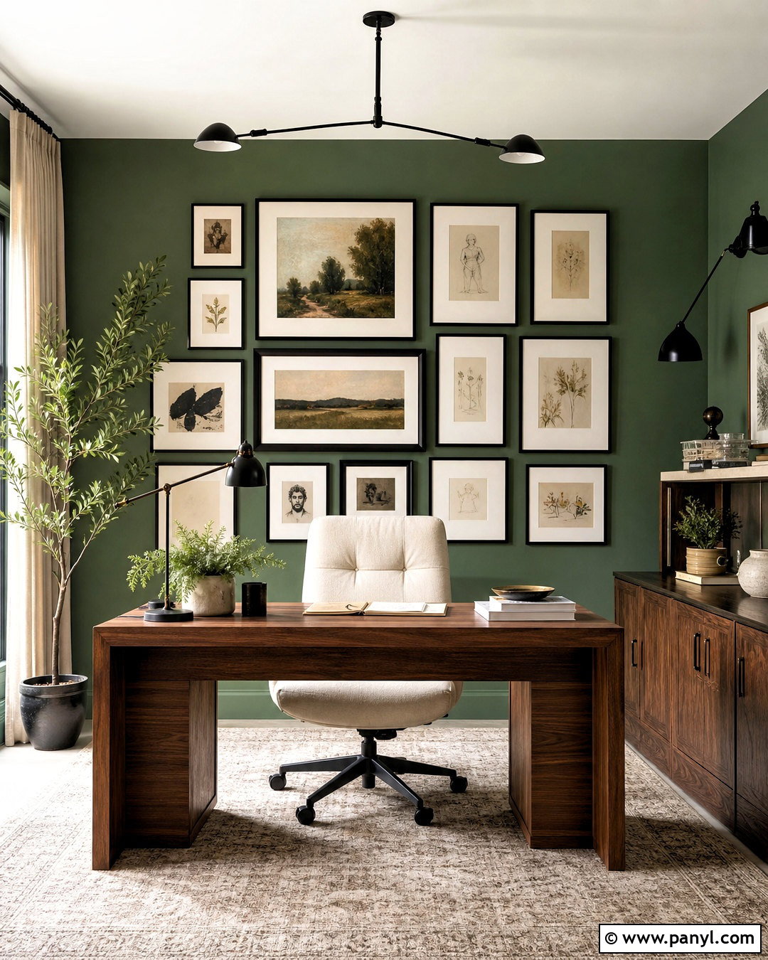 Green Office With A Gallery Wall - 20 green wall office ideas