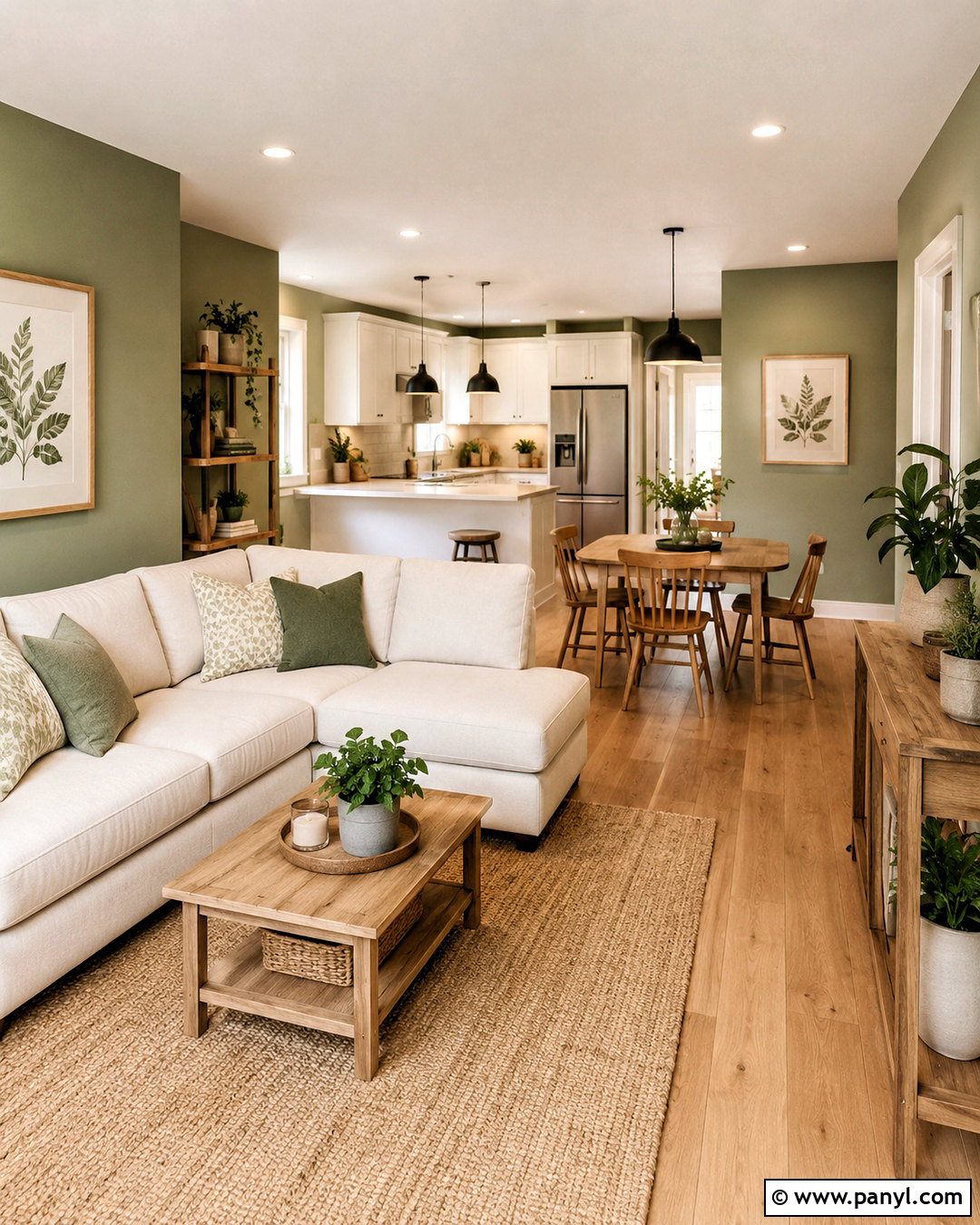 Green Open Plan Room - 40 green wall room ideas