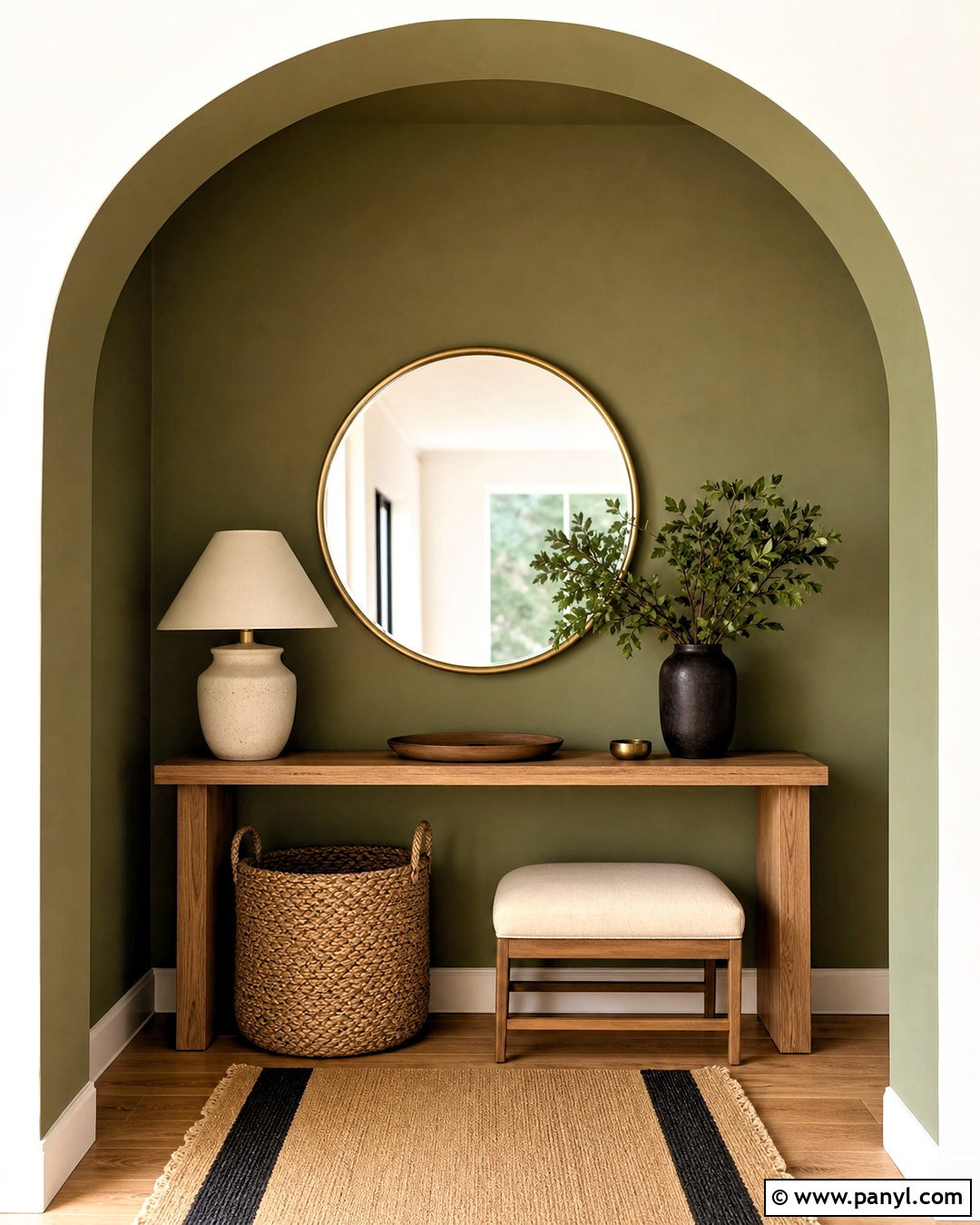 Green Painted Arch Wall - 20 green wall painting ideas