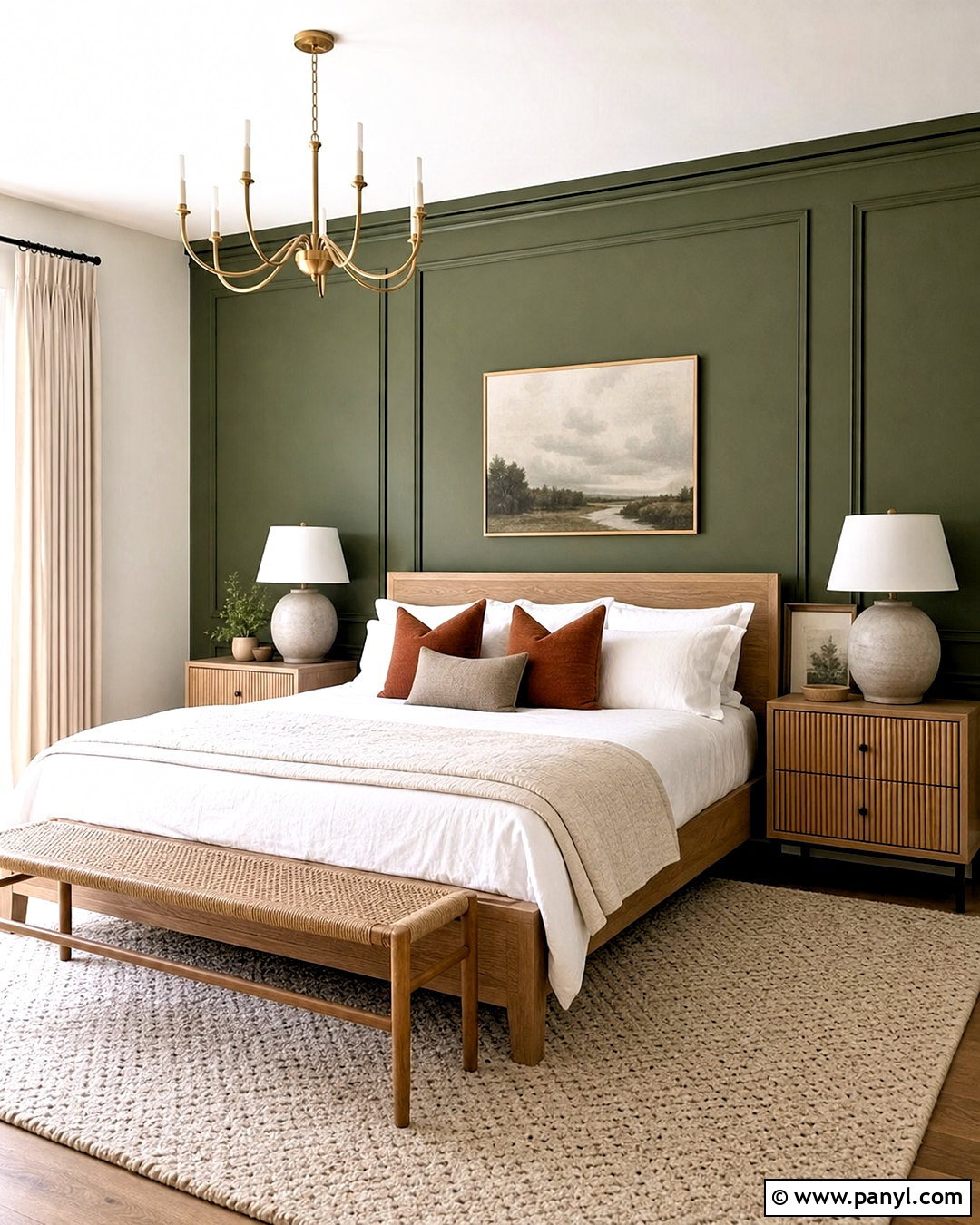 Green Paneled Feature Wall Bedroom - 20 green feature wall ideas