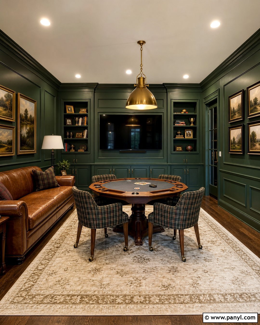 Green Paneled Game Room - 20 Green Wall Game Room Ideas