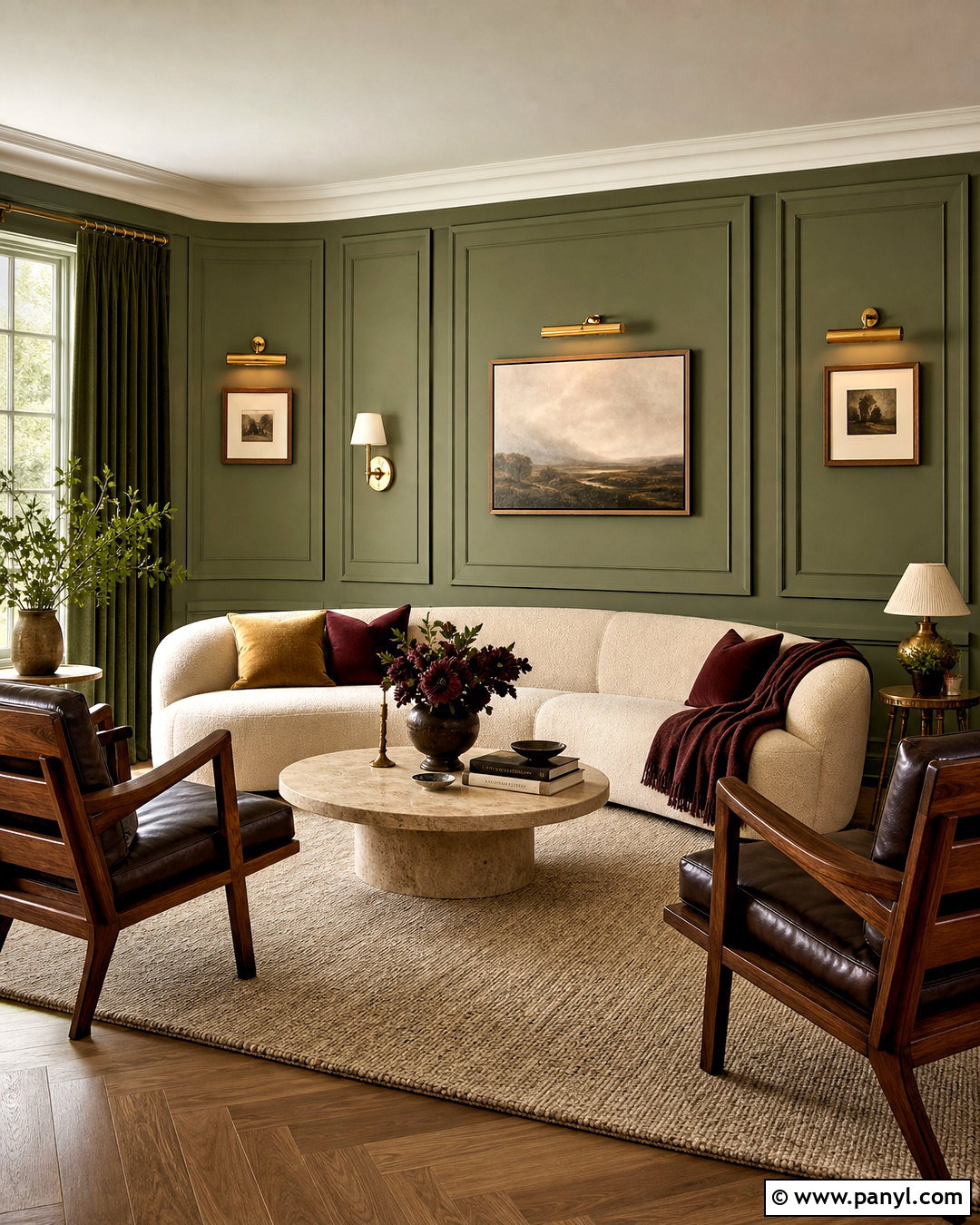 Green Paneled Living Room Wall - 20 green wall interior design ideas
