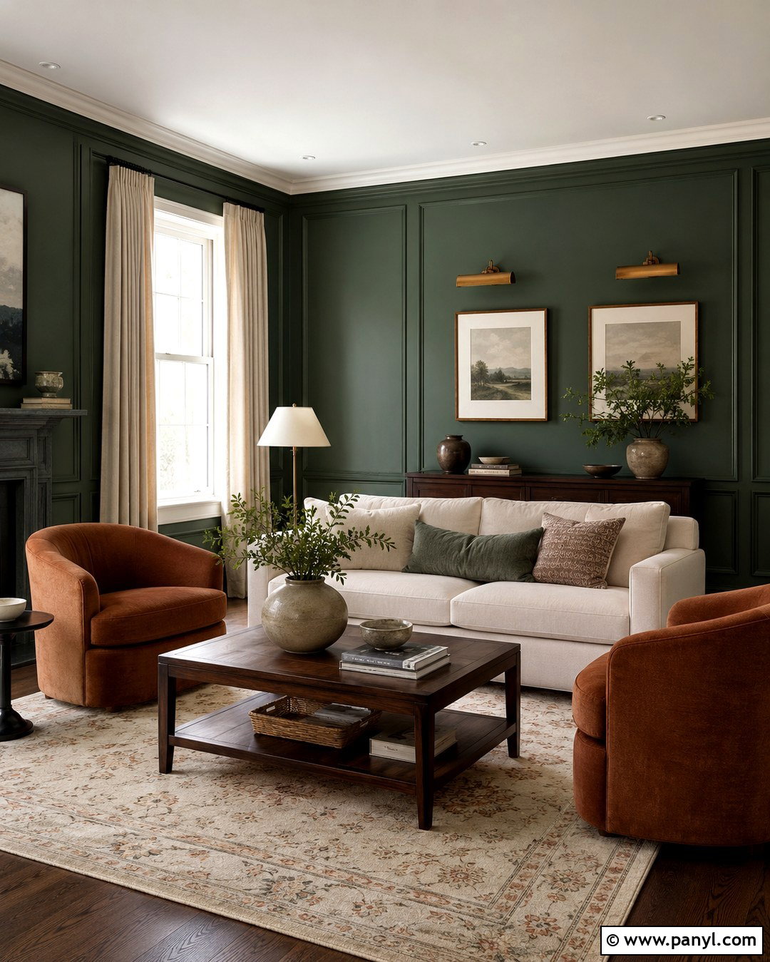 Green Paneled Living Room Walls - 20 Rich Green Wall Paint Ideas