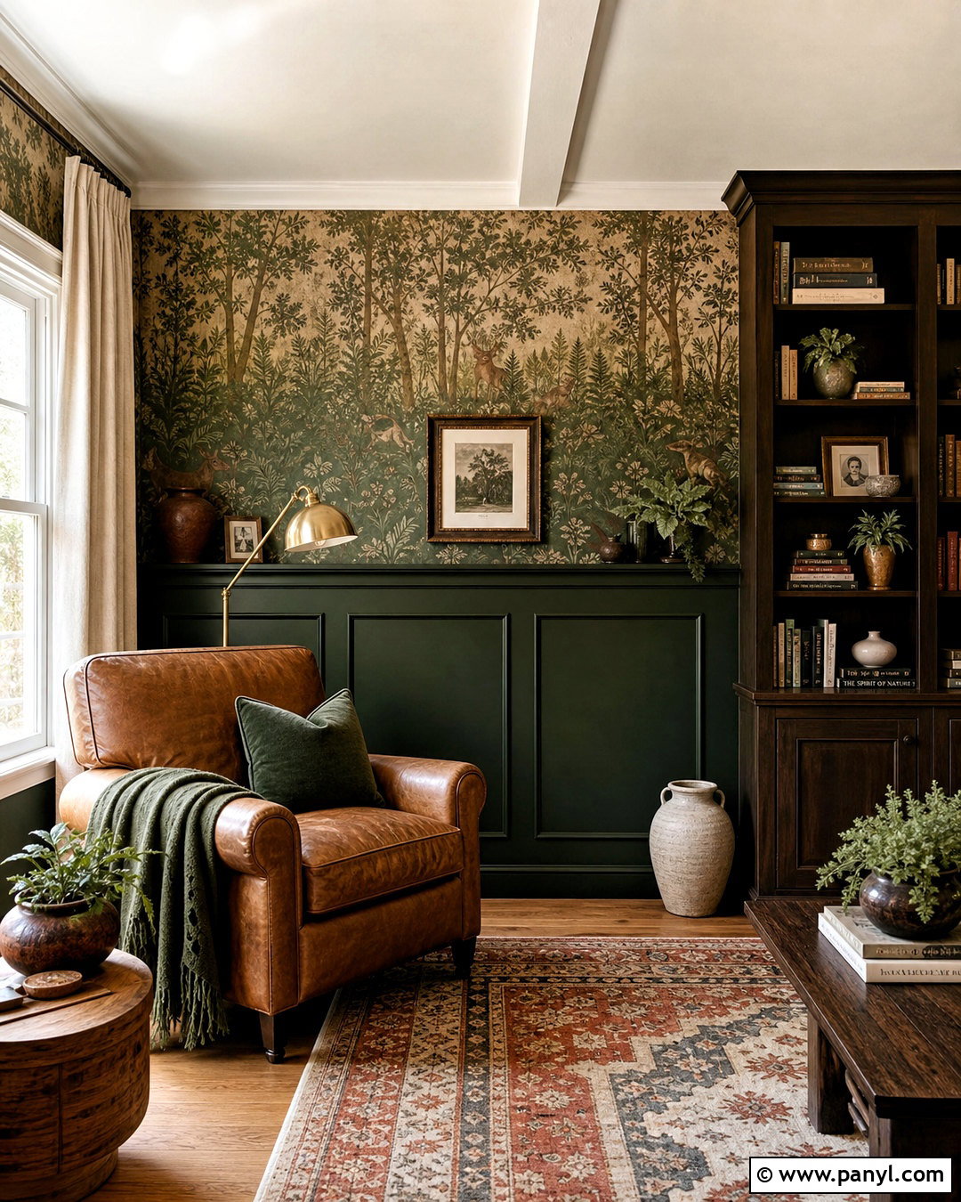 Green Paneling With Woodland Wallpaper - 20 half wallpaper half paneling ideas