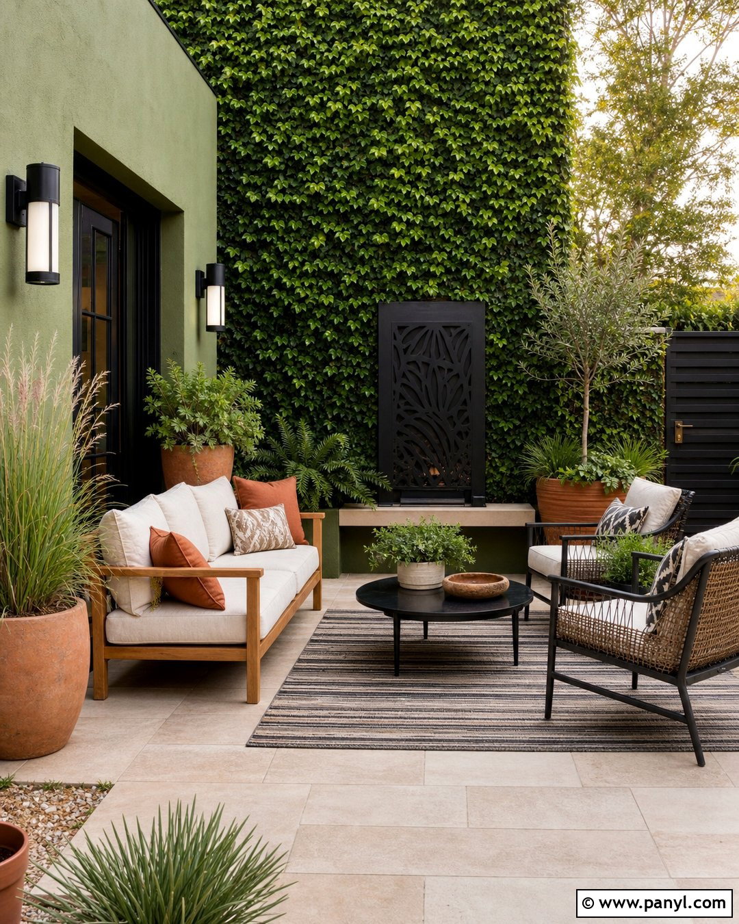 Green Patio Feature Wall - 30 Green Color Wall Ideas