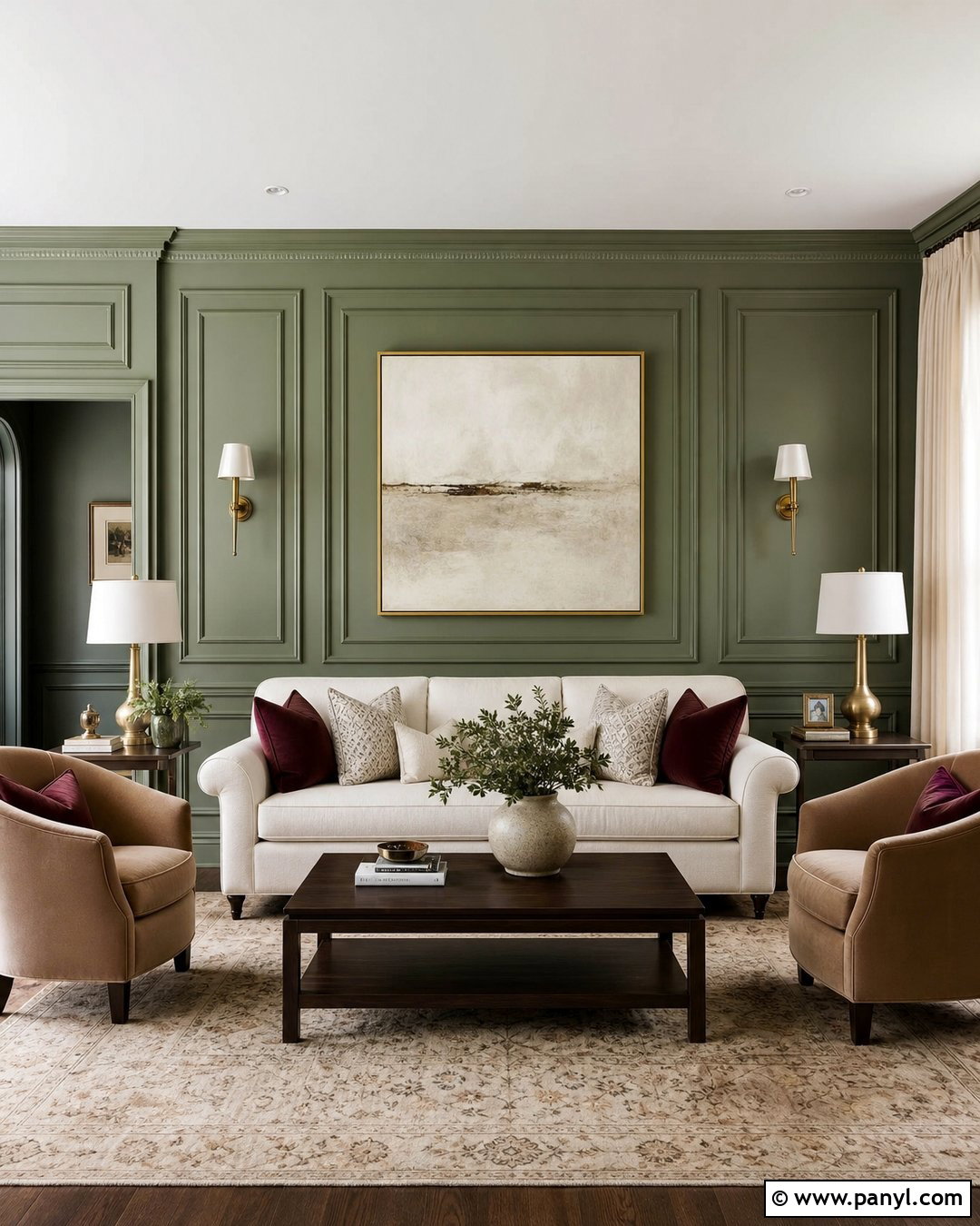 Green Picture Frame Molding Wall - 30 Accent Wall Green Ideas