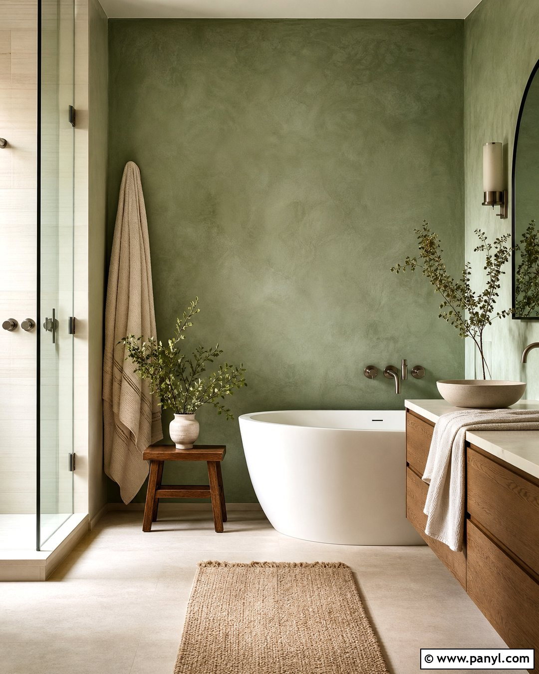 Green Plaster Wall Bathroom - 20 Green Wall Bathroom Style Ideas