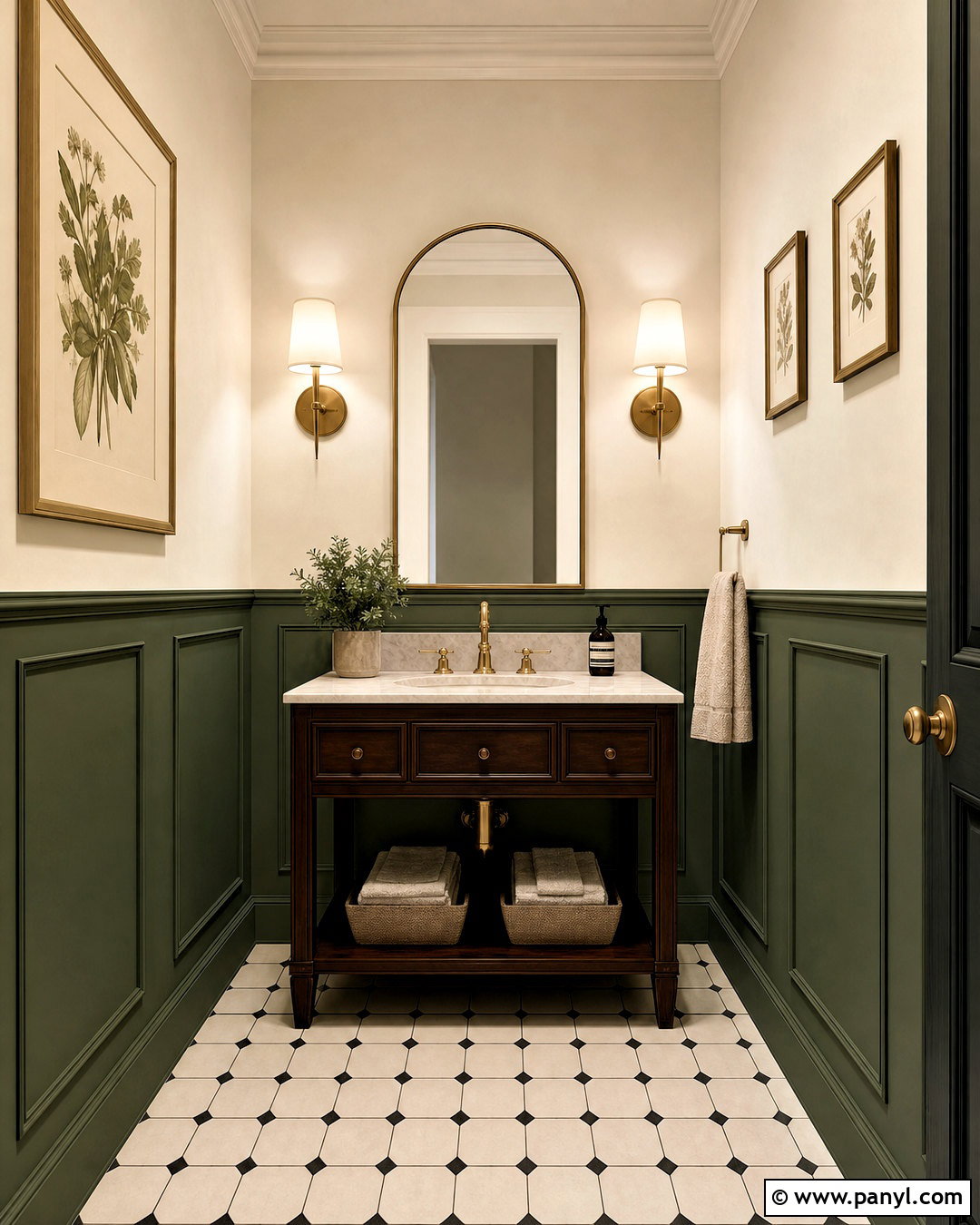 Green Powder Room With Wainscoting - 20 green powder room ideas