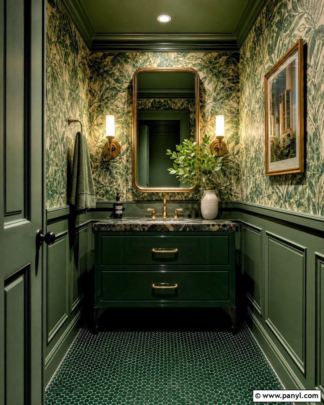 Green Powder Room - 20 all green room ideas