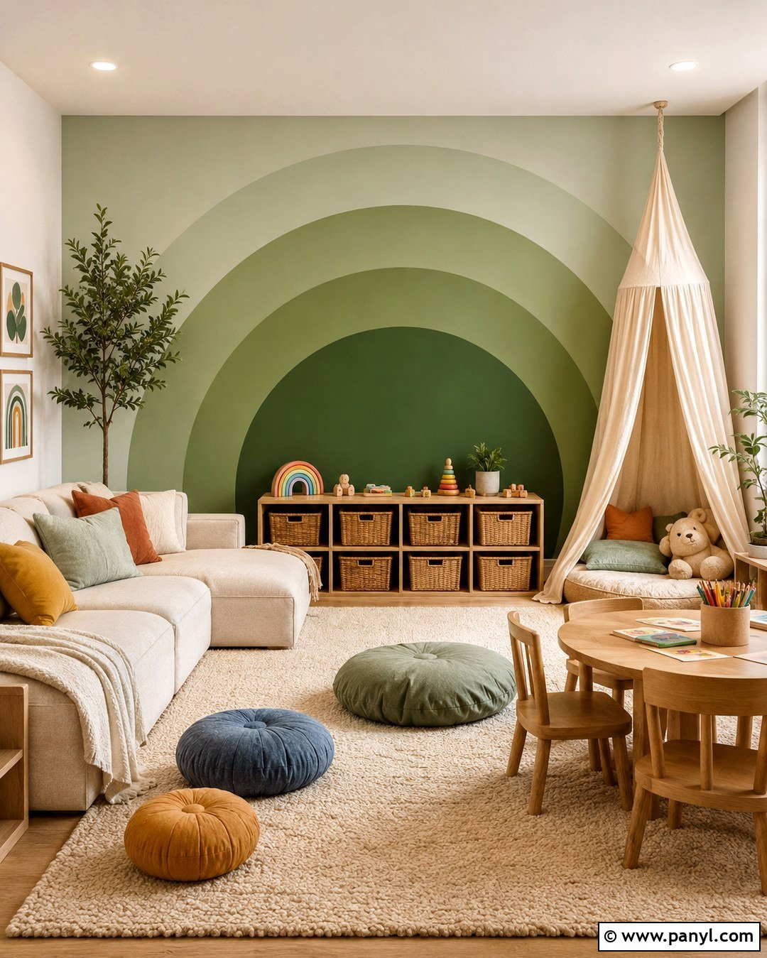 Green Rainbow Accent Wall Playroom - 20 Green Accent Wall Playroom Ideas