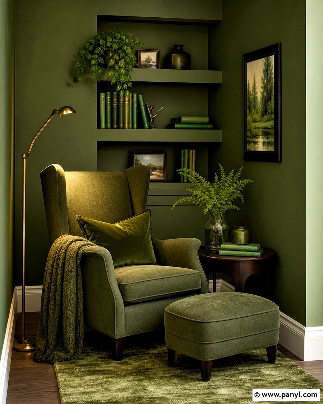Green Reading Nook - 20 all green room ideas