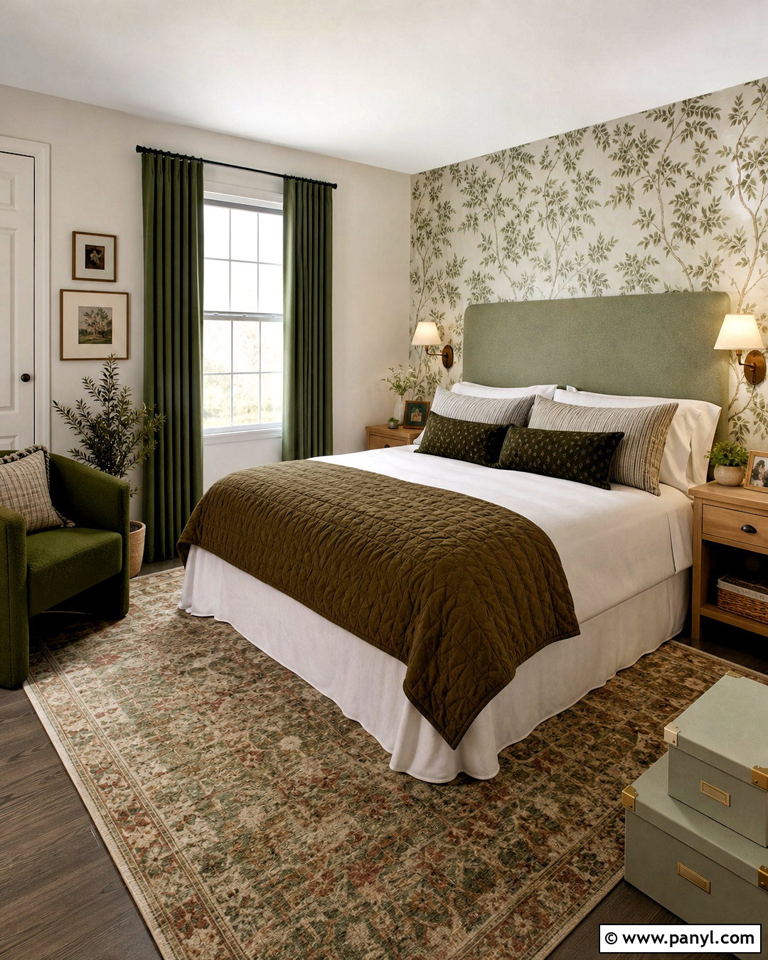 Green Renter Friendly Bedroom - 20 green room aesthetic ideas