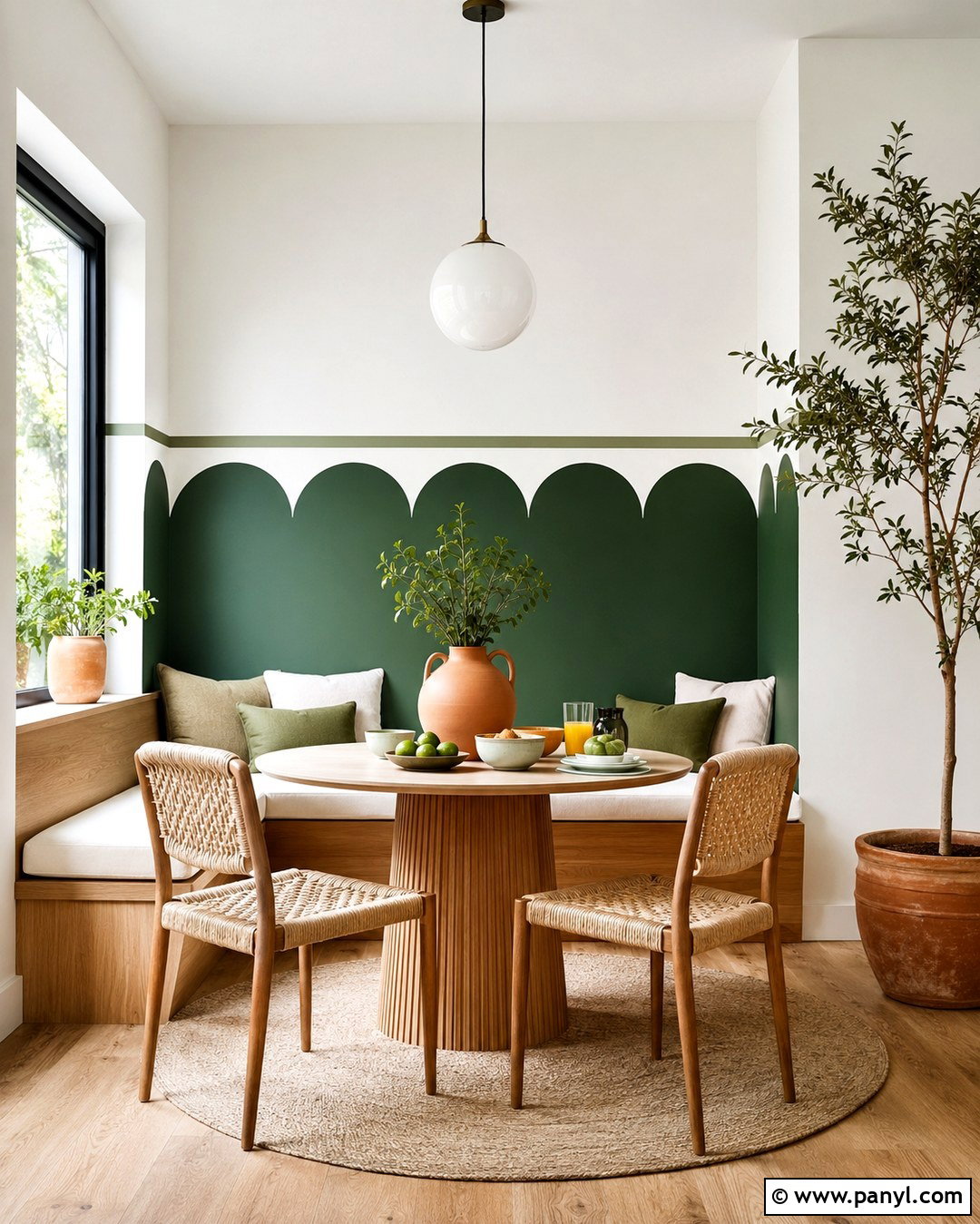 Green Scallop Geometric Wall - 20 Modern Geometric Wall Paint Ideas
