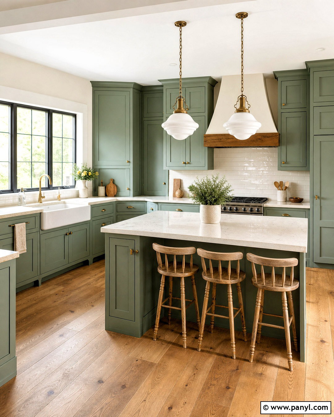 Green Shaker Kitchen Cabinets With Farmhouse Sink - 20 green kitchen cabinets