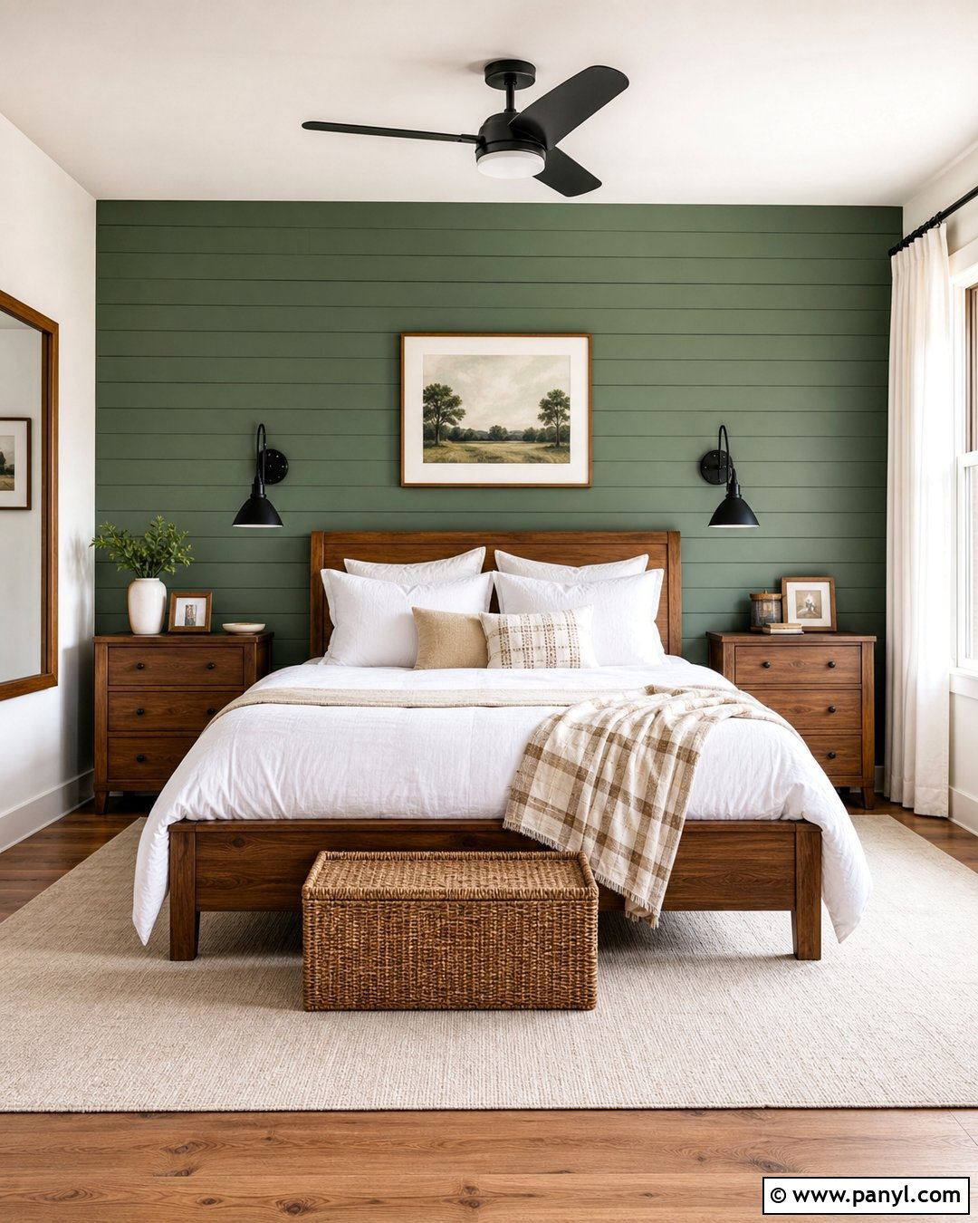 Green Shiplap Accent Wall Bedroom - 30 Accent Wall Green Ideas