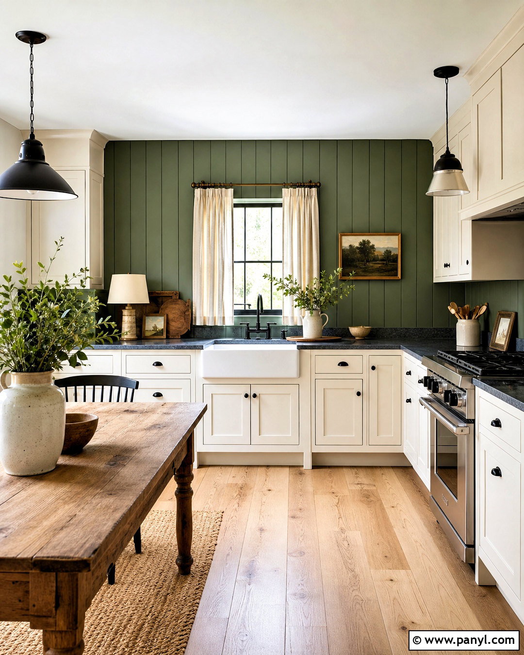 Green Shiplap Accent Wall With Farmhouse Decor - 20 green accent wall kitchen ideas