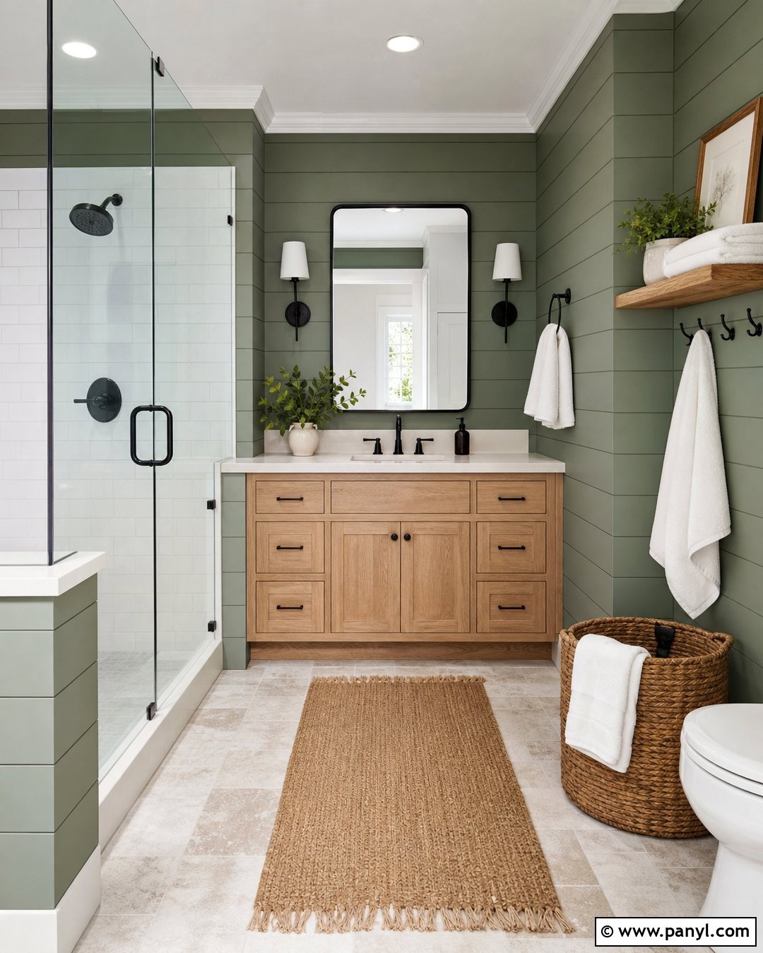 Green Shiplap Bathroom Walls - 35 Green Bathroom Walls