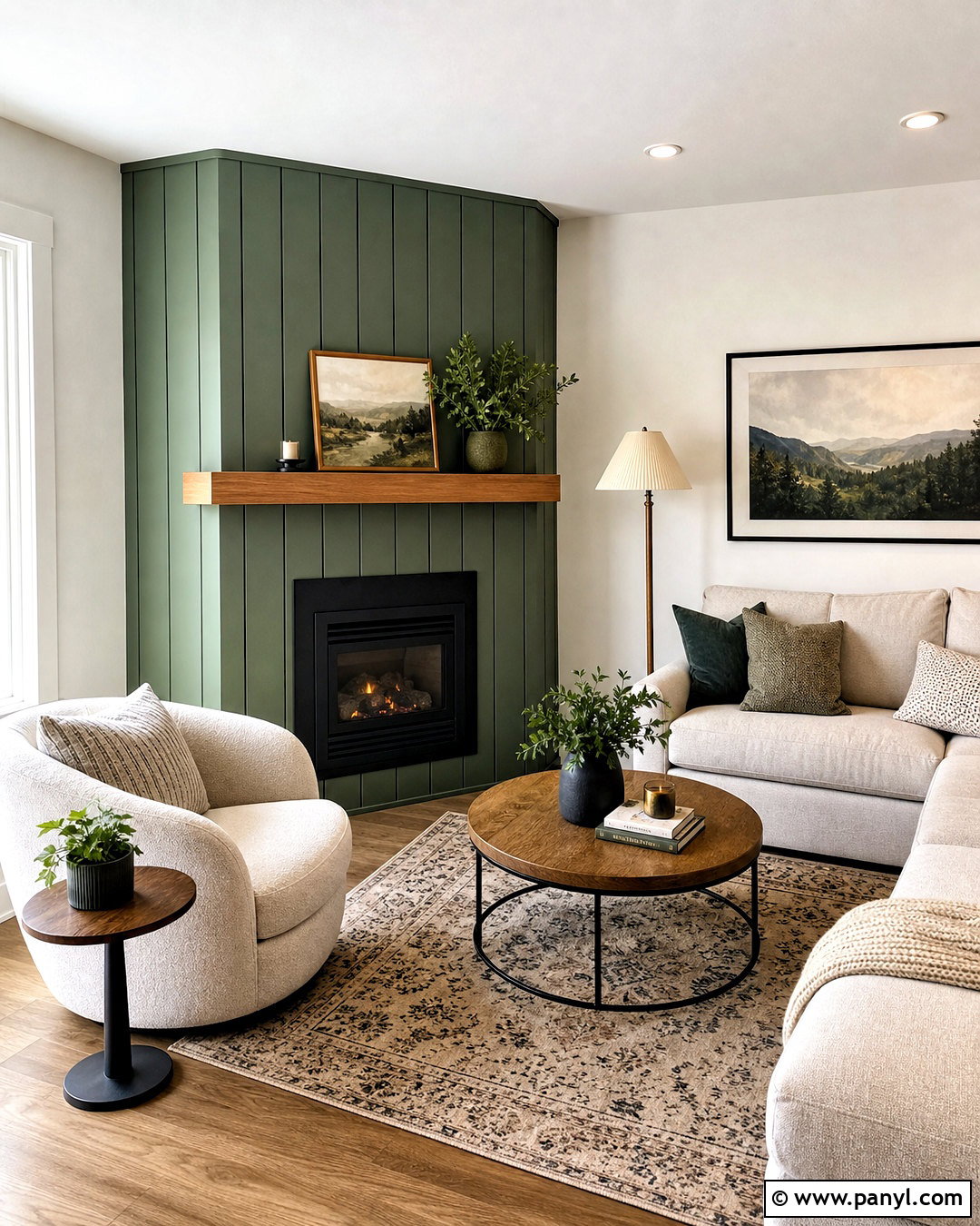 Green Shiplap Corner Fireplace - 20 green shiplap fireplace ideas