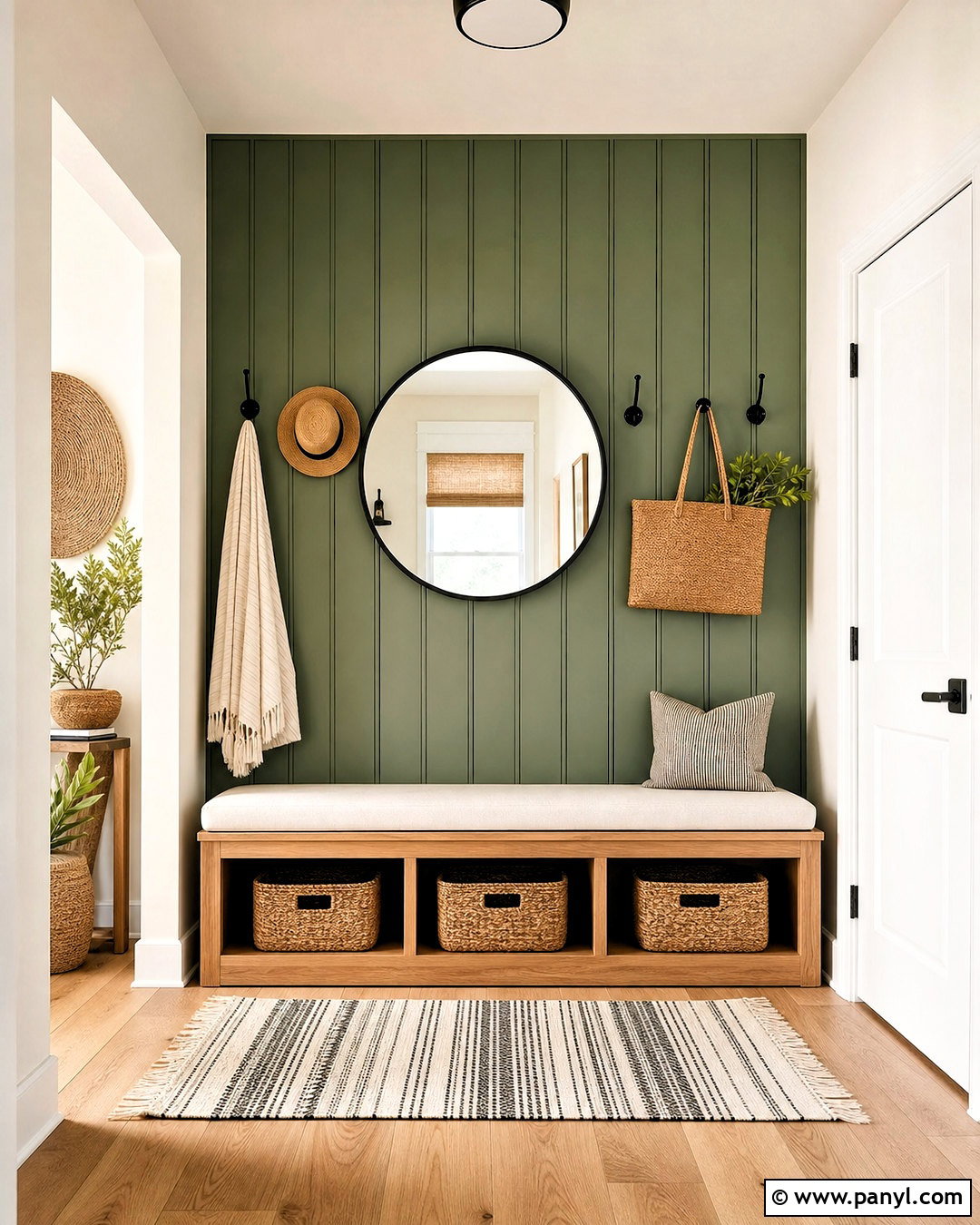 Green Shiplap Feature Wall Entryway - 20 green feature wall ideas