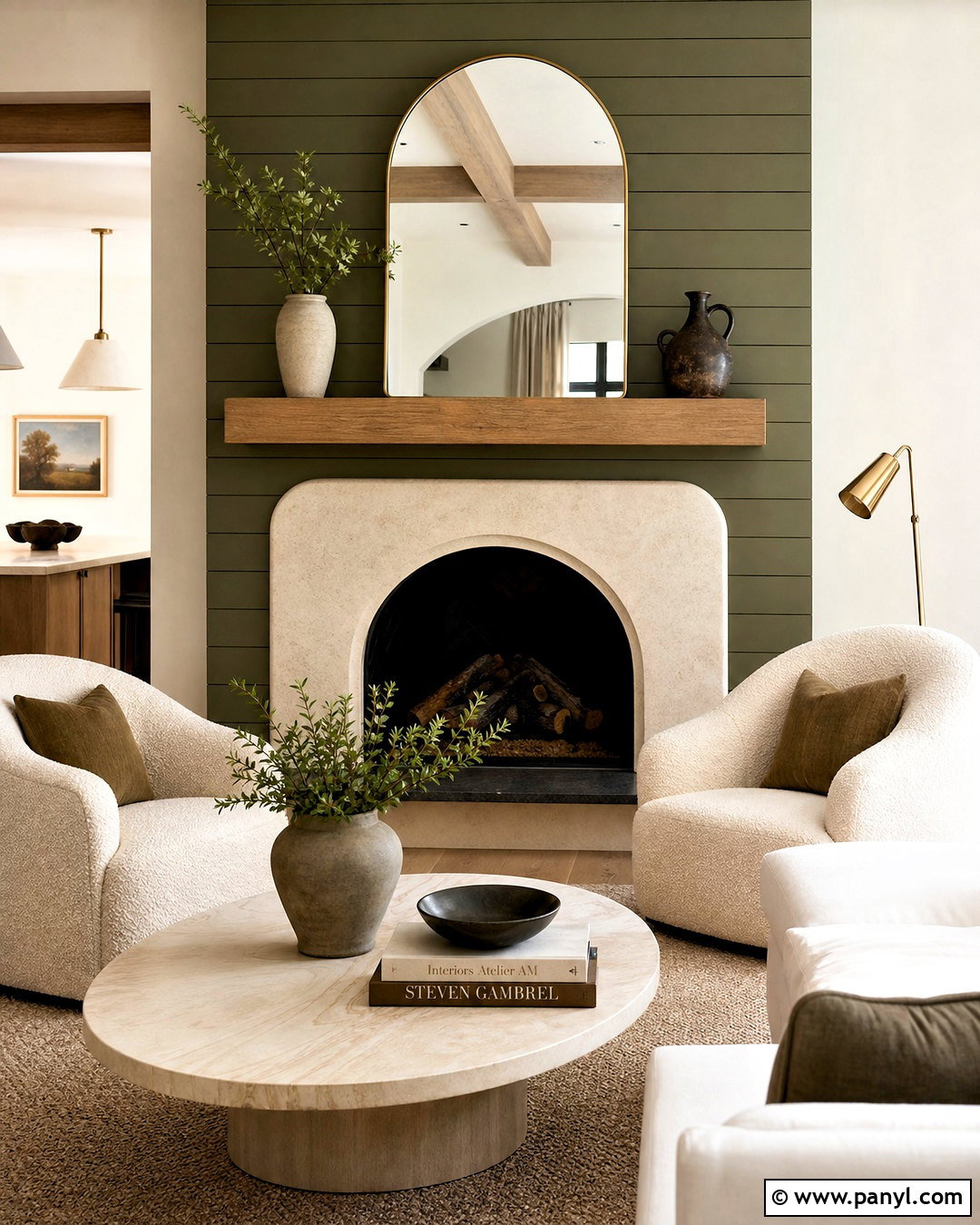 Green Shiplap Fireplace With Arched Opening - 20 green shiplap fireplace ideas