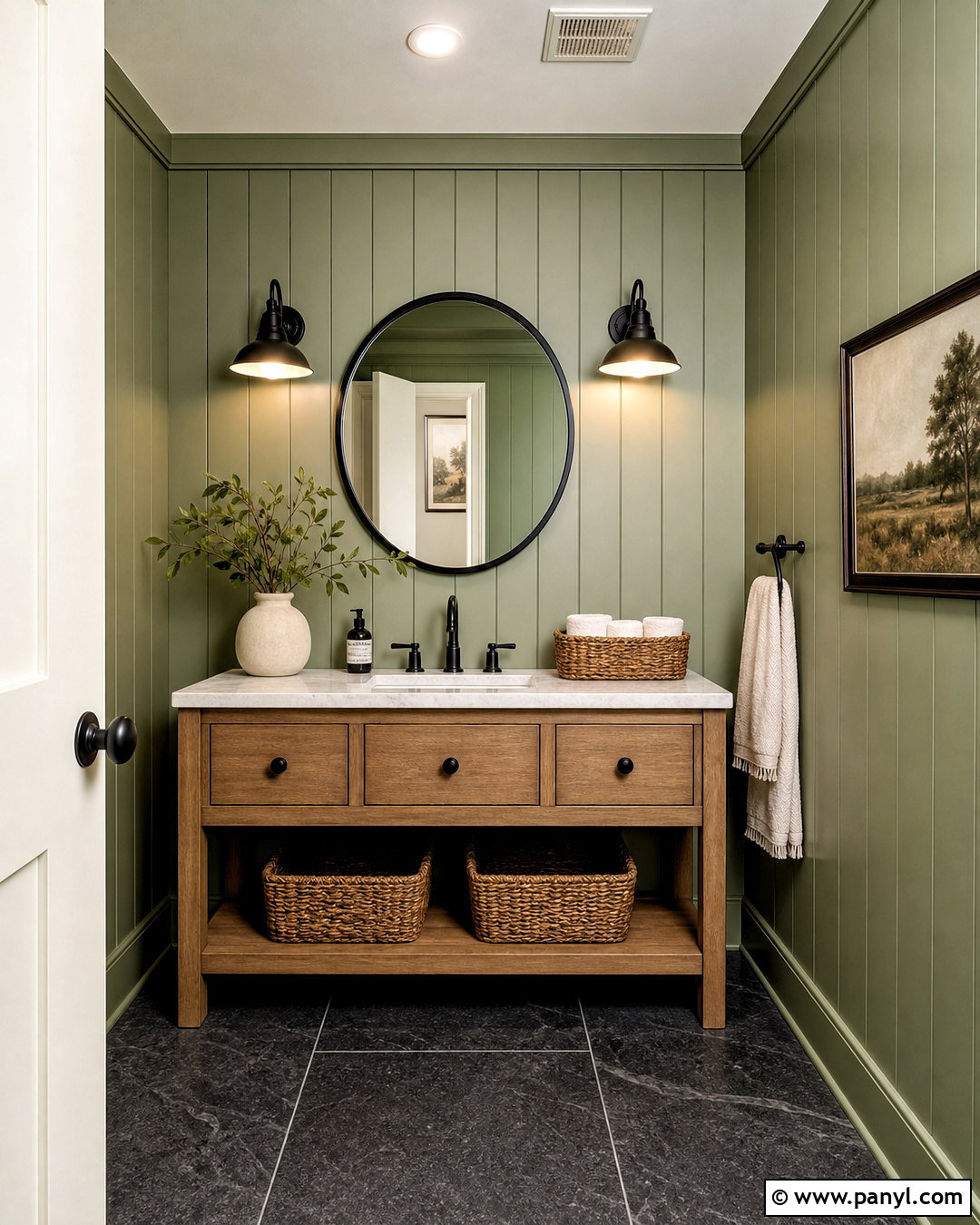 Green Shiplap Powder Room - 20 green powder room ideas