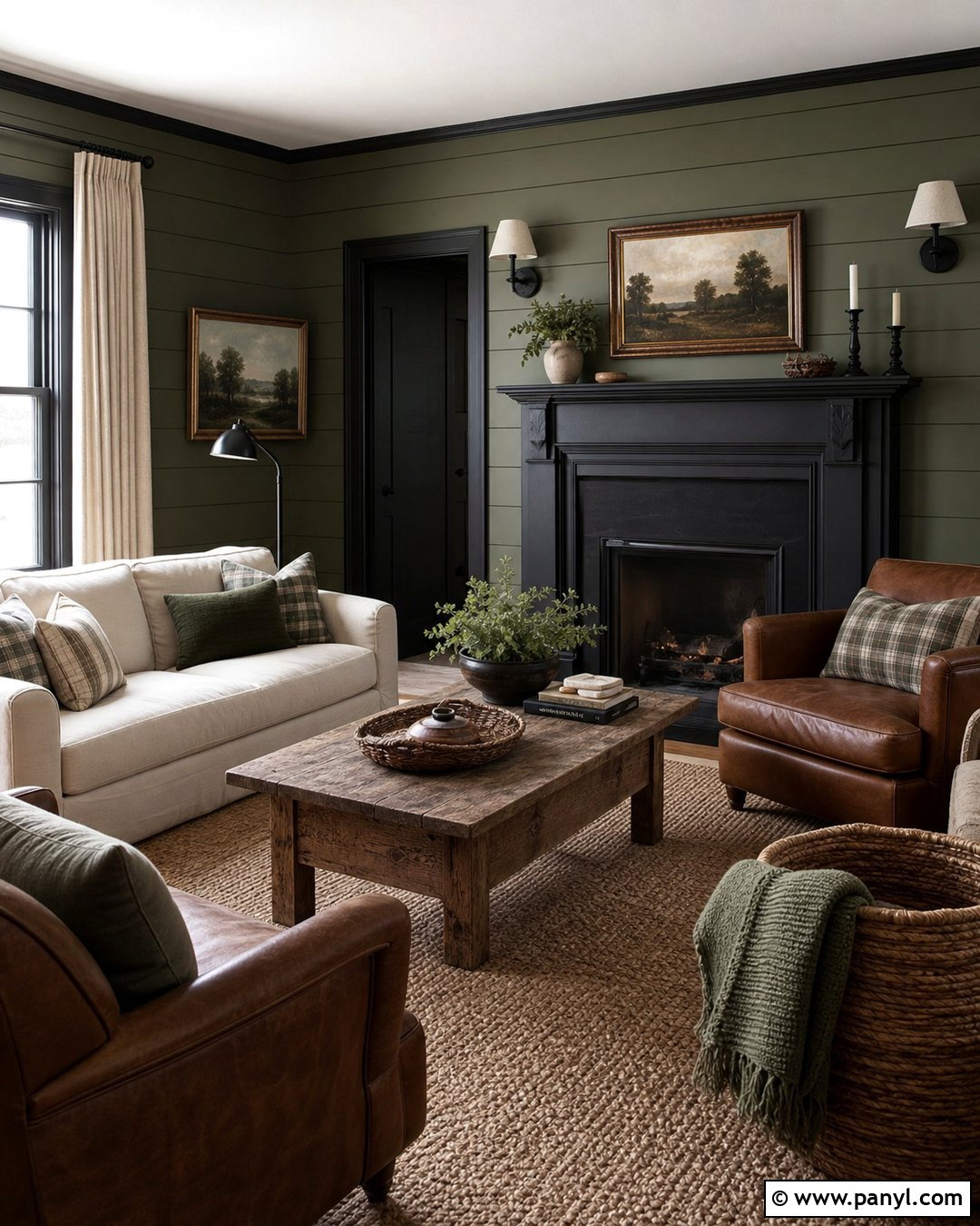 Green Shiplap Room With Black Trim - 25 Green Walls With Black Trim Ideas