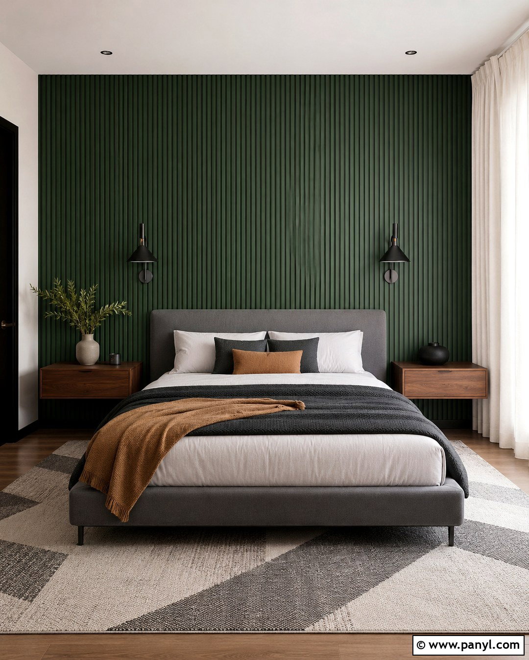 Green Slat Headboard Wall - 20 Green Headboard Wall Ideas
