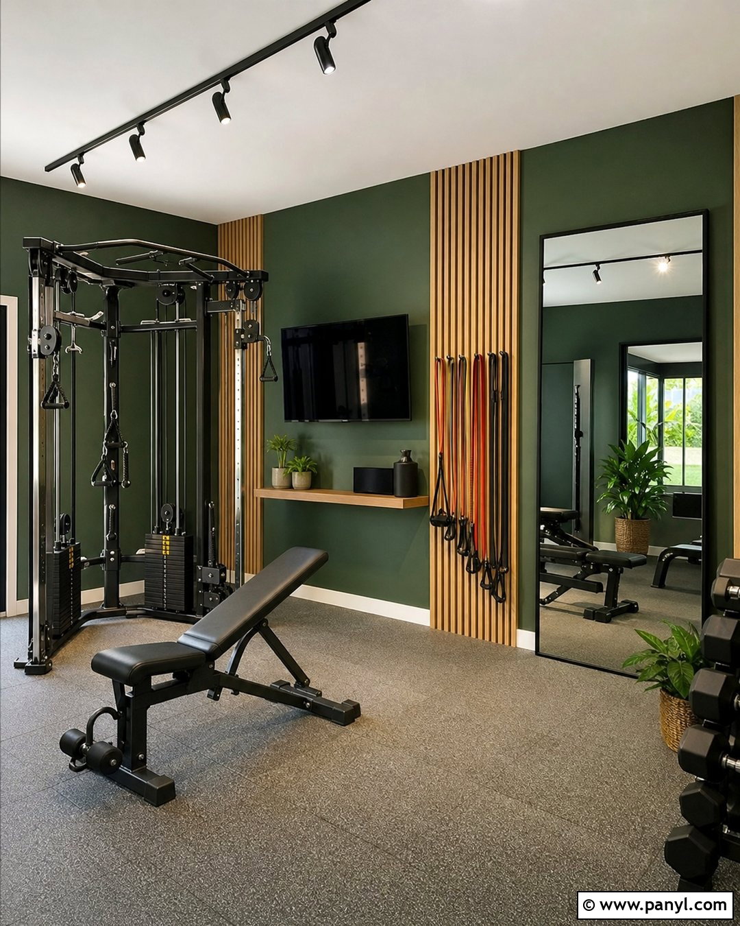 Green Slat Wall Home Gym - 20 Modern Home Gym With Green Accent Wall Ideas