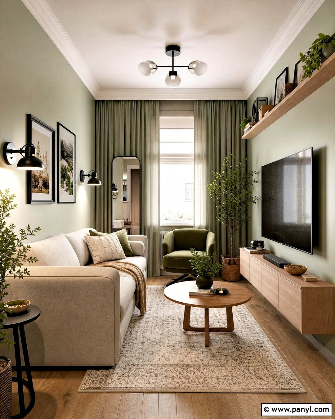 Green Small Apartment Living Room - 20 green color room ideas