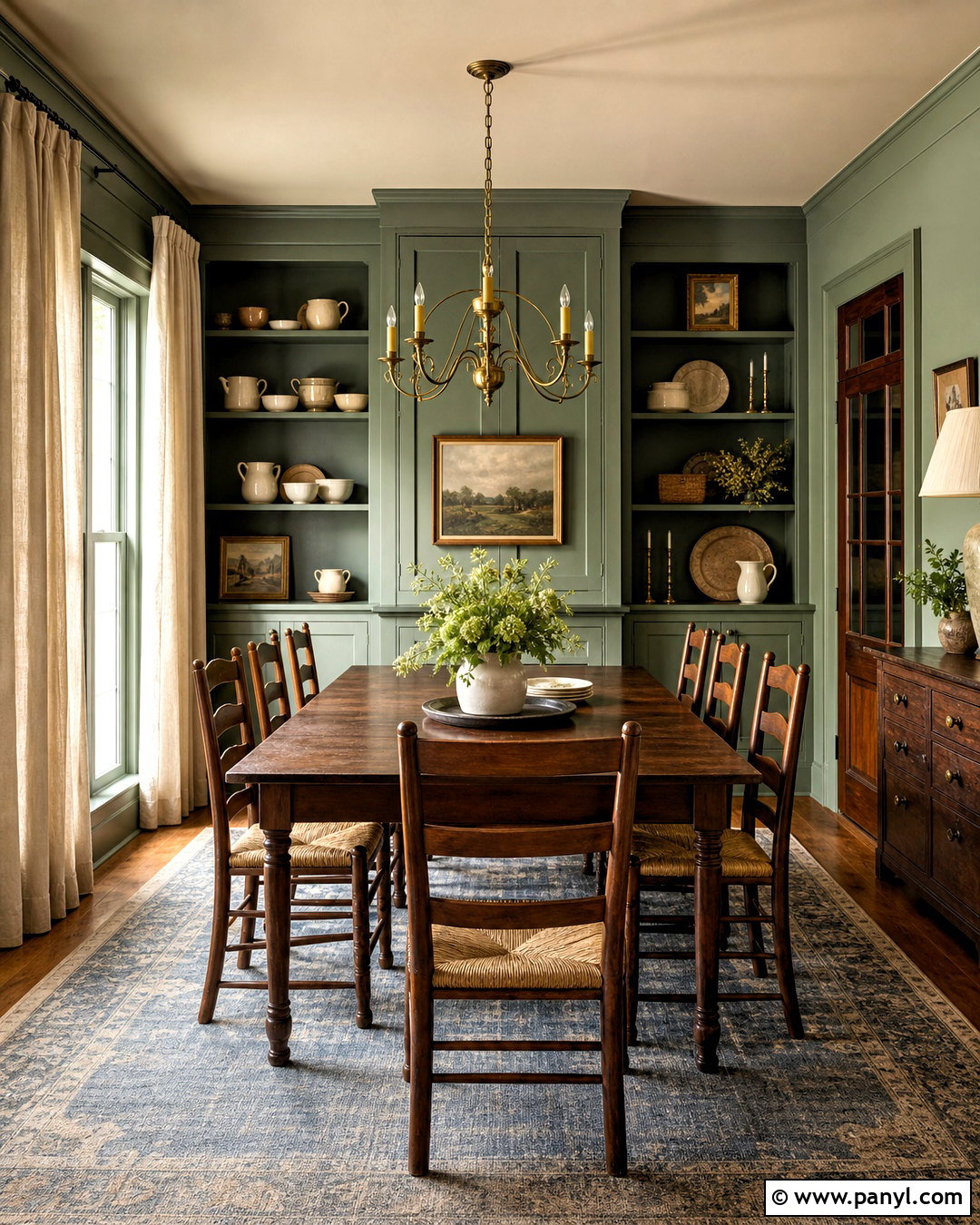 Green Smoke And Drop Cloth Dining Room - 20 farrow and ball colour schemes
