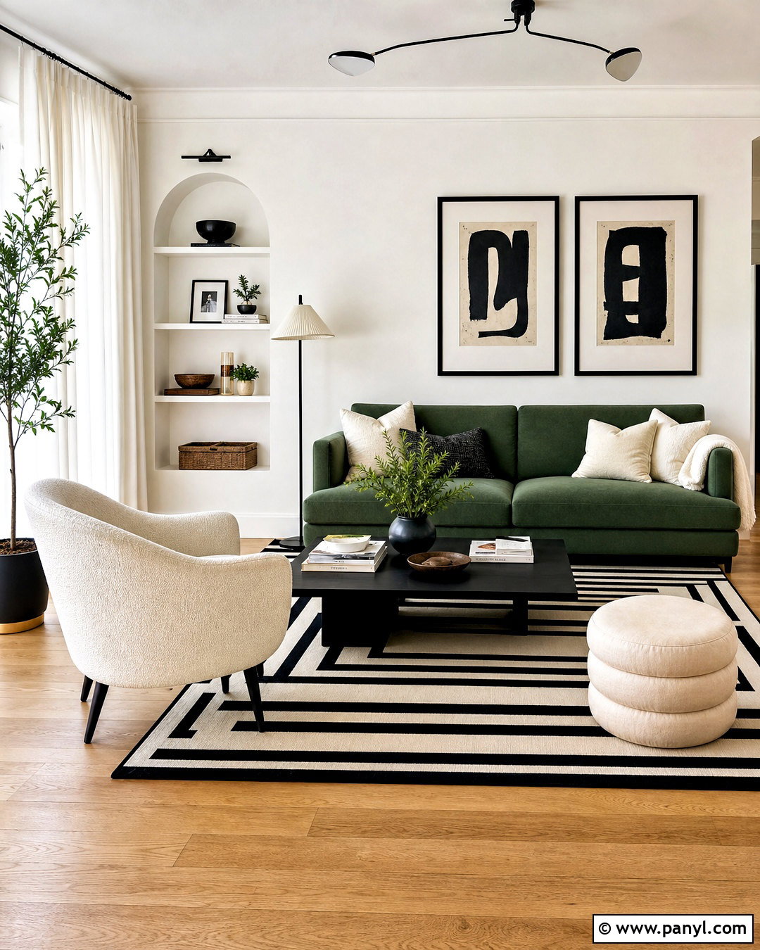 Green Sofa With Black And White - 20 green sofa living room colour schemes