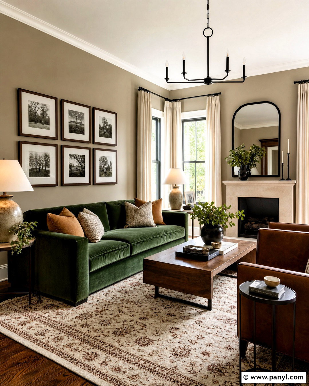 Green Sofa With Chocolate Brown - 20 green sofa living room colour schemes
