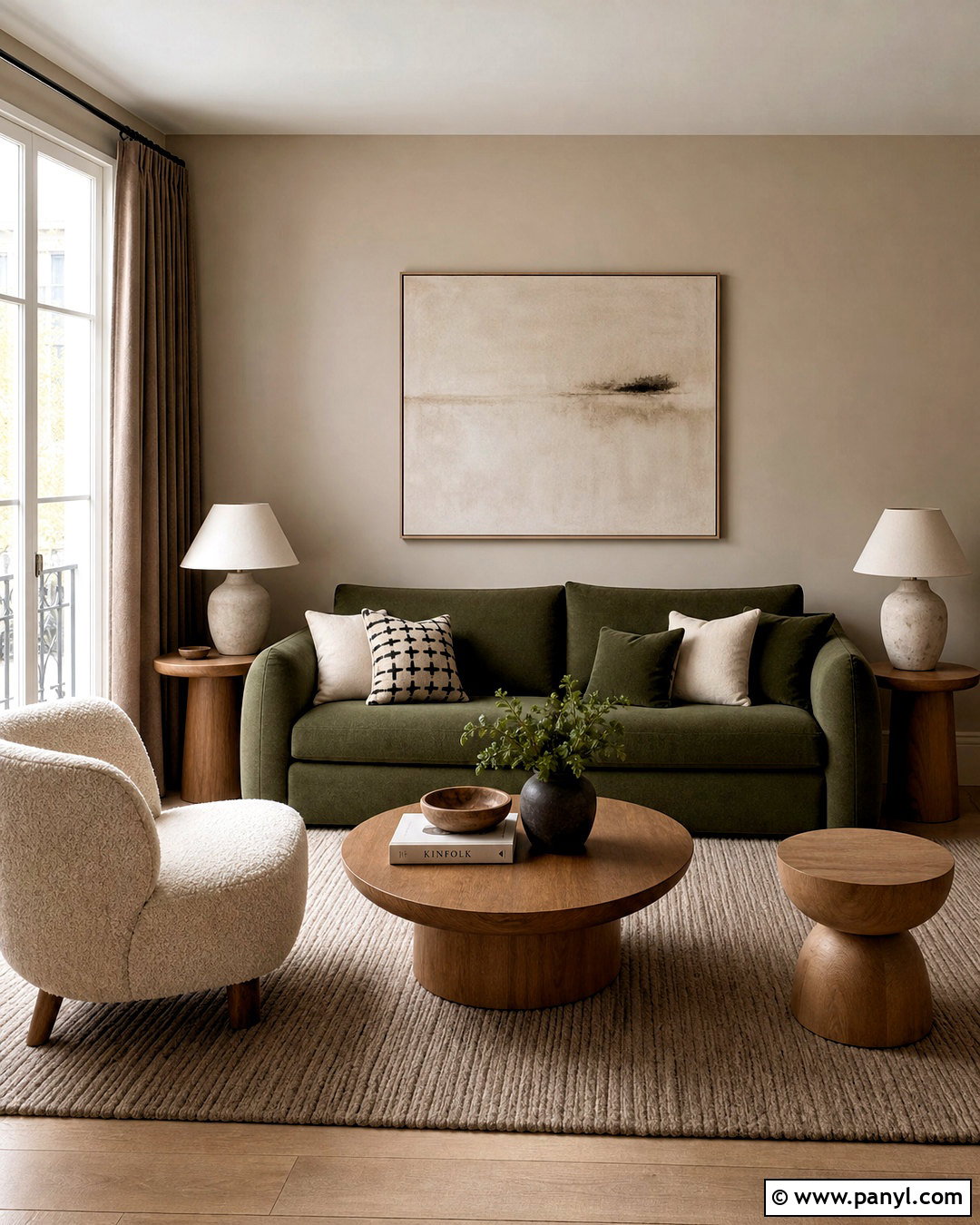 Green Sofa With Greige And Taupe - 20 green sofa living room colour schemes