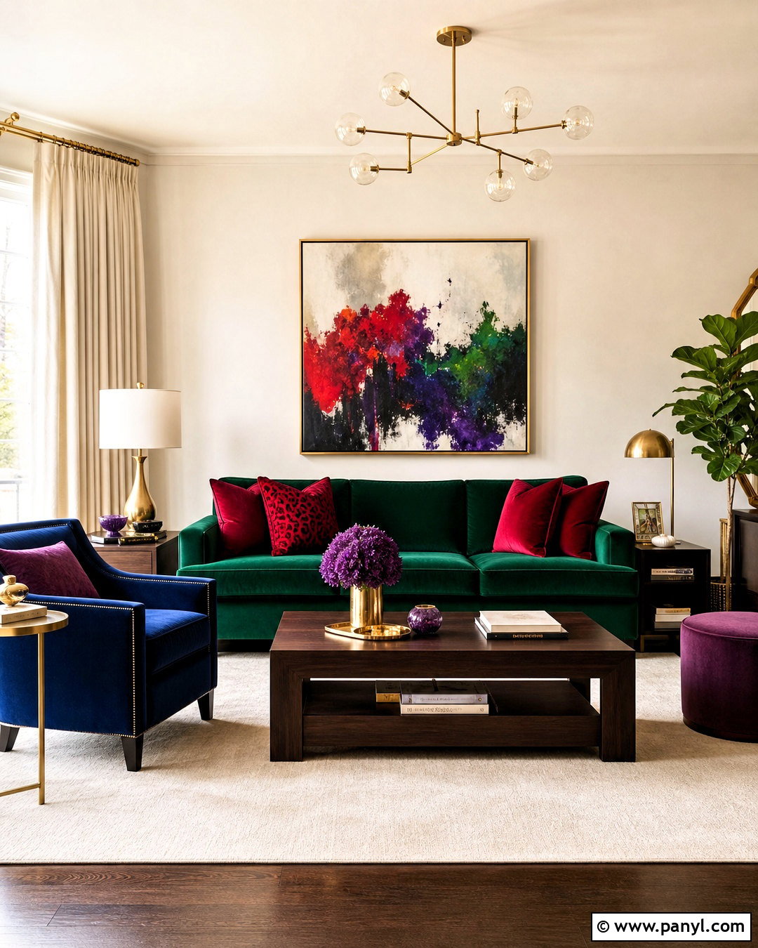 Green Sofa With Jewel Tones - 20 green sofa living room colour schemes