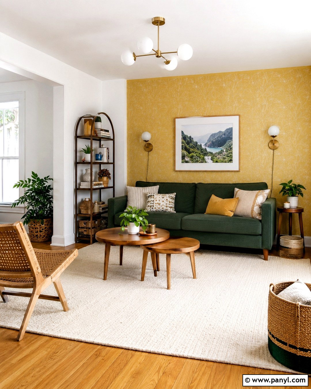 20 Green Sofa Yellow Wall Ideas: Cheerful Living Room Looks