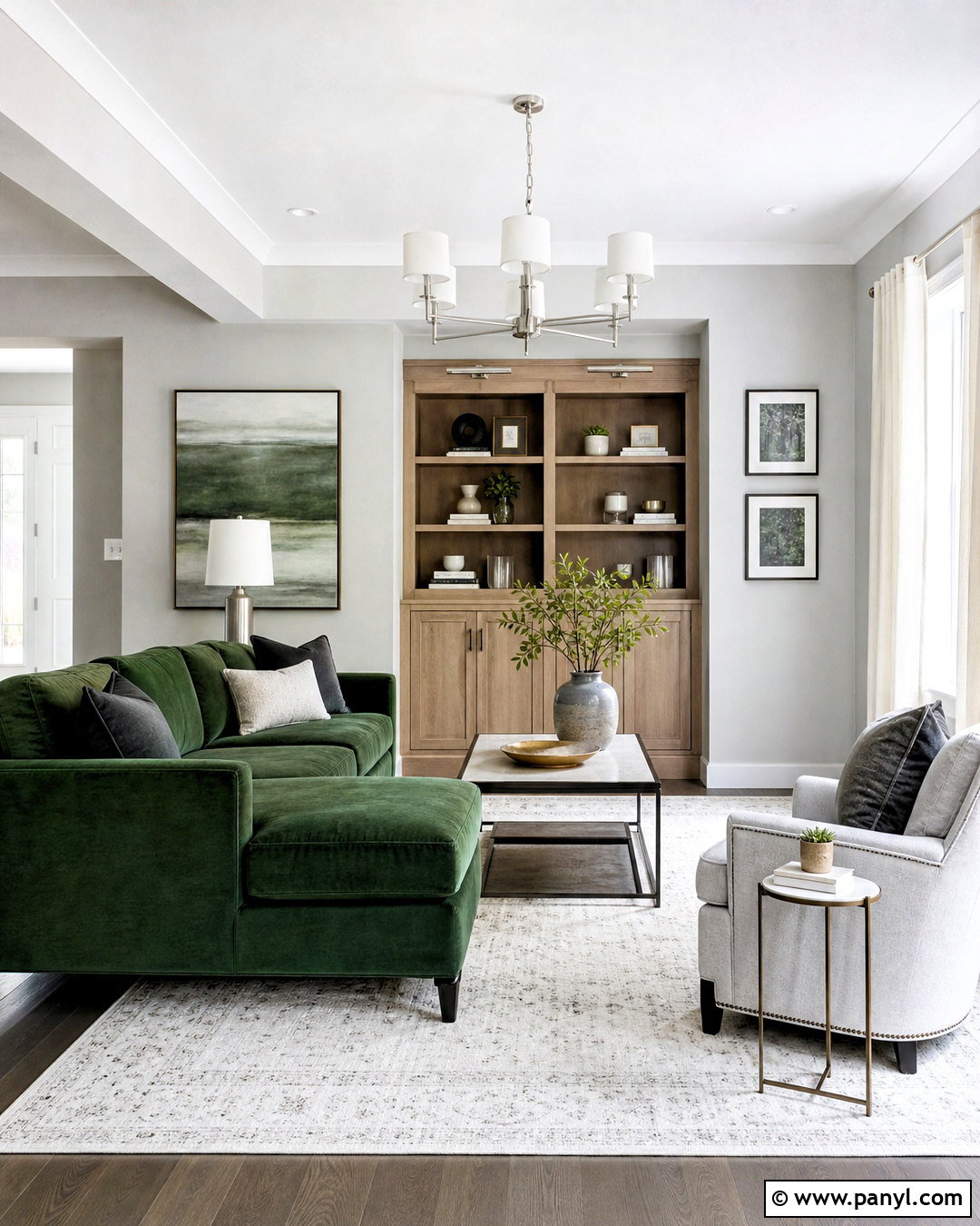 Green Sofa With Soft Gray - 20 green sofa living room colour schemes