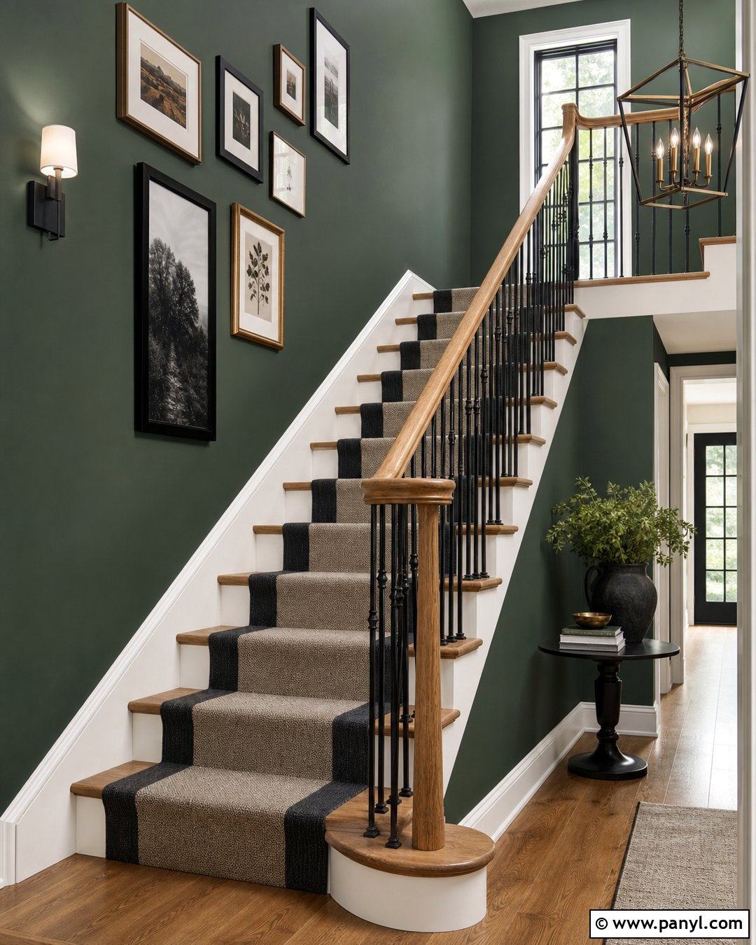 Green Staircase Accent Wall - 30 Accent Wall Green Ideas