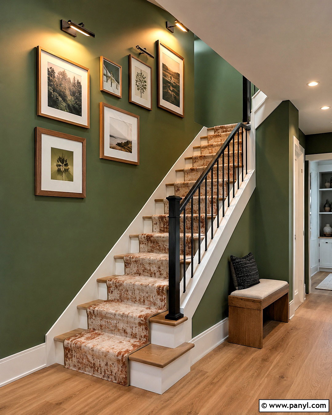 Green Staircase Wall - 40 green wall room ideas