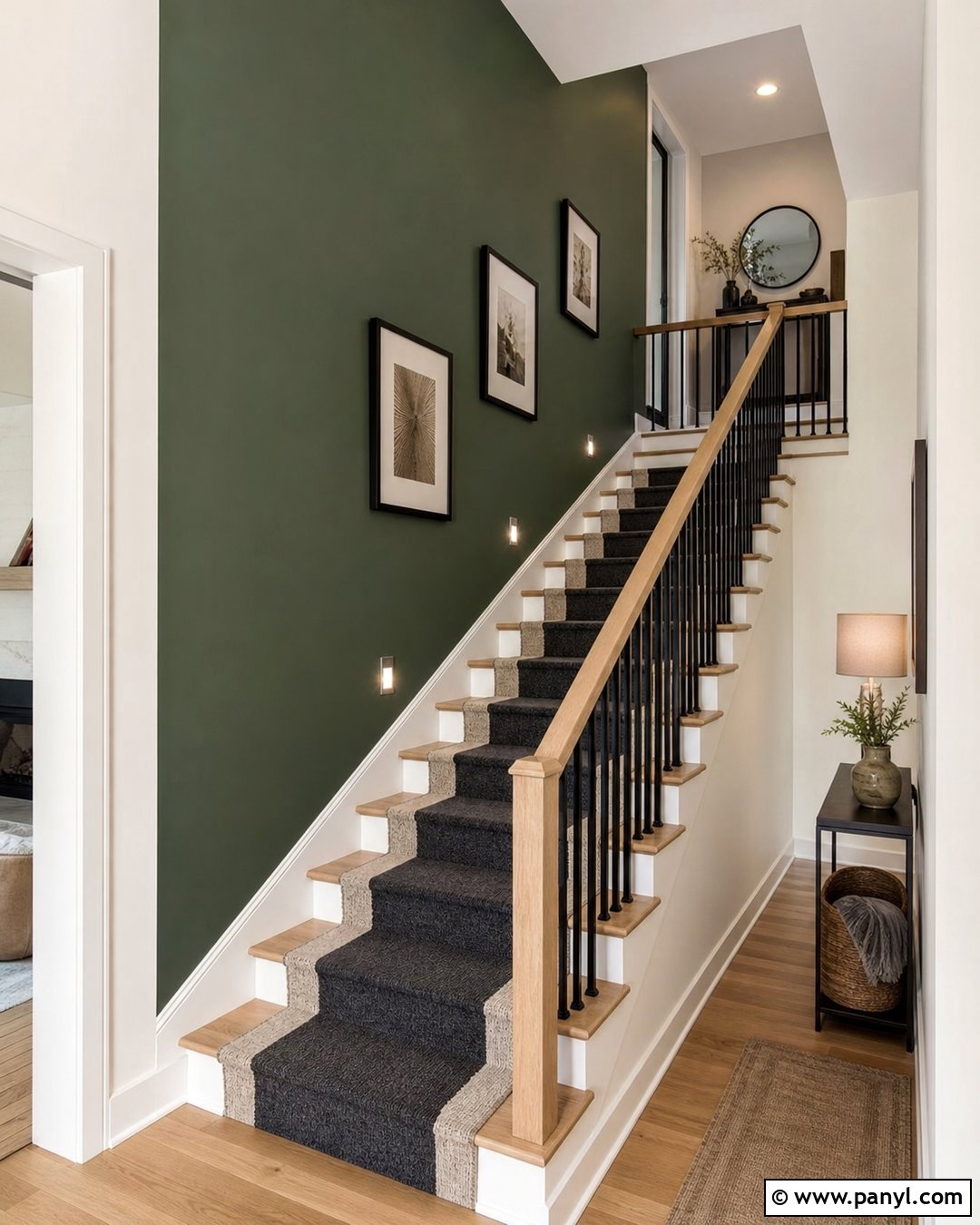 Green Staircase Wall - 35 green wall interior ideas