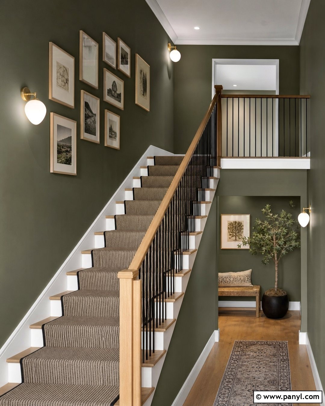 Green Stairway Walls - 45 green painted walls