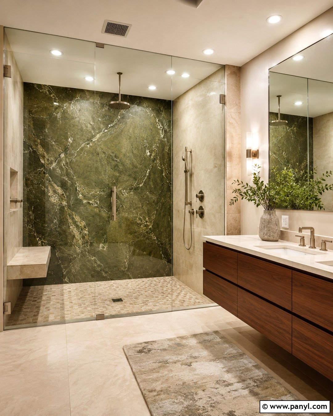 Green Stone Slab Shower Wall - 20 Green Accent Wall Shower Ideas