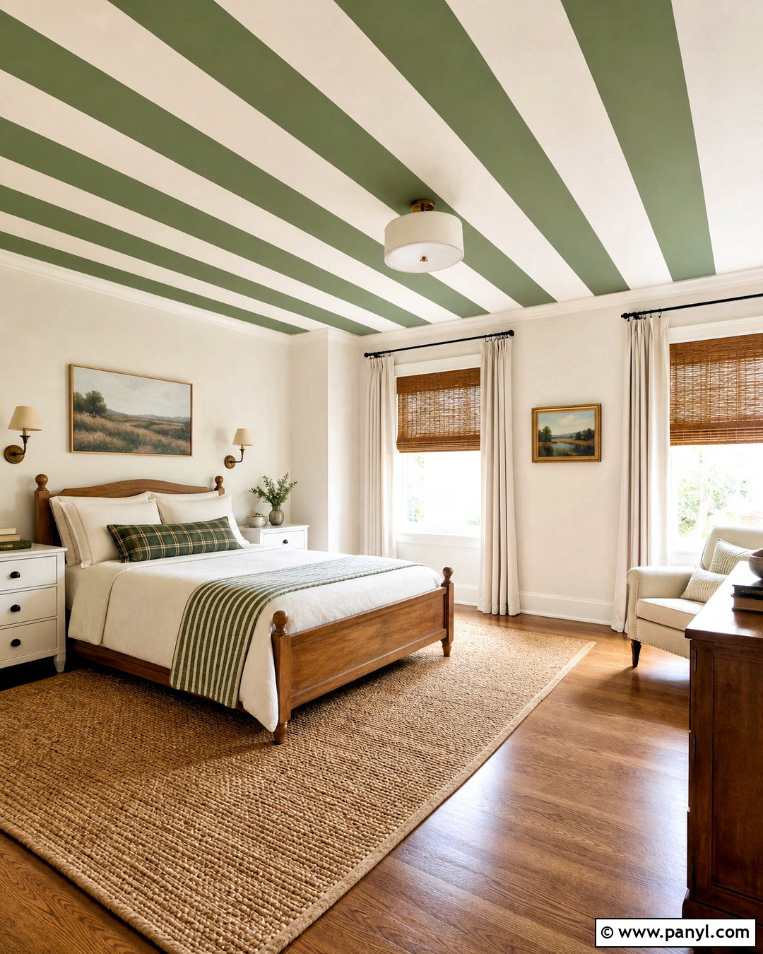 Green Striped Ceiling Bedroom - 20 green ceiling bedroom ideas