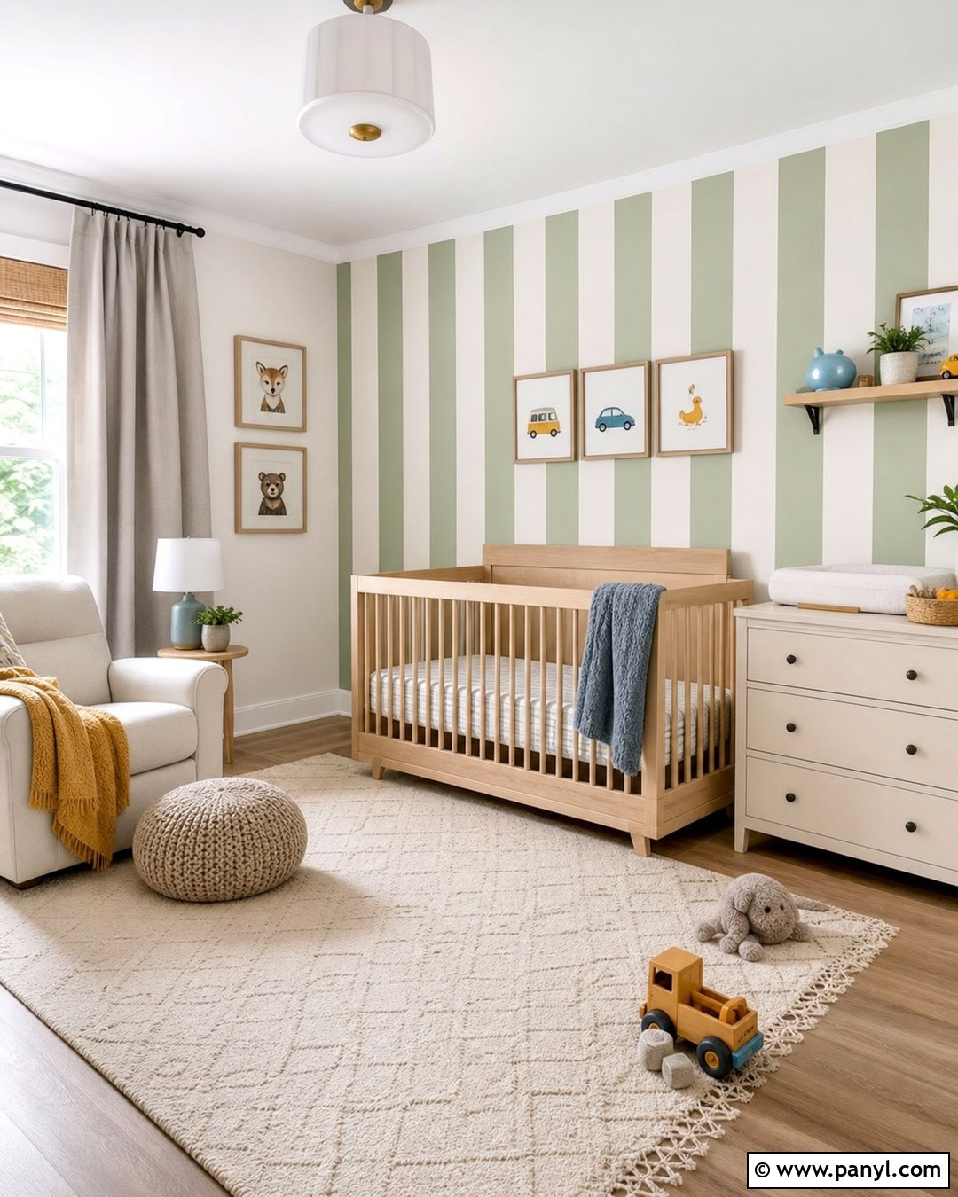 Green Striped Nursery Walls - 20 Green Nursery Wall Color Ideas